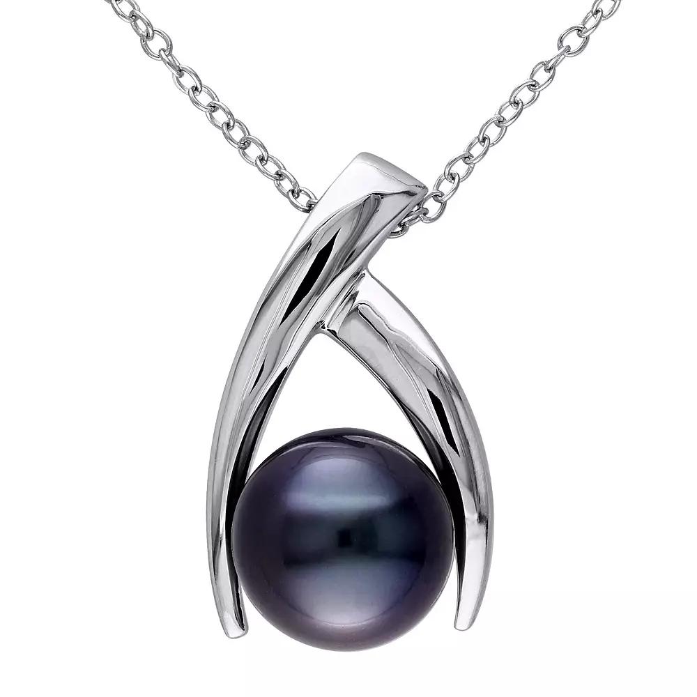 Stella Grace Sterling Silver Tahitian Cultured Pearl Pendant, Womens Product Image