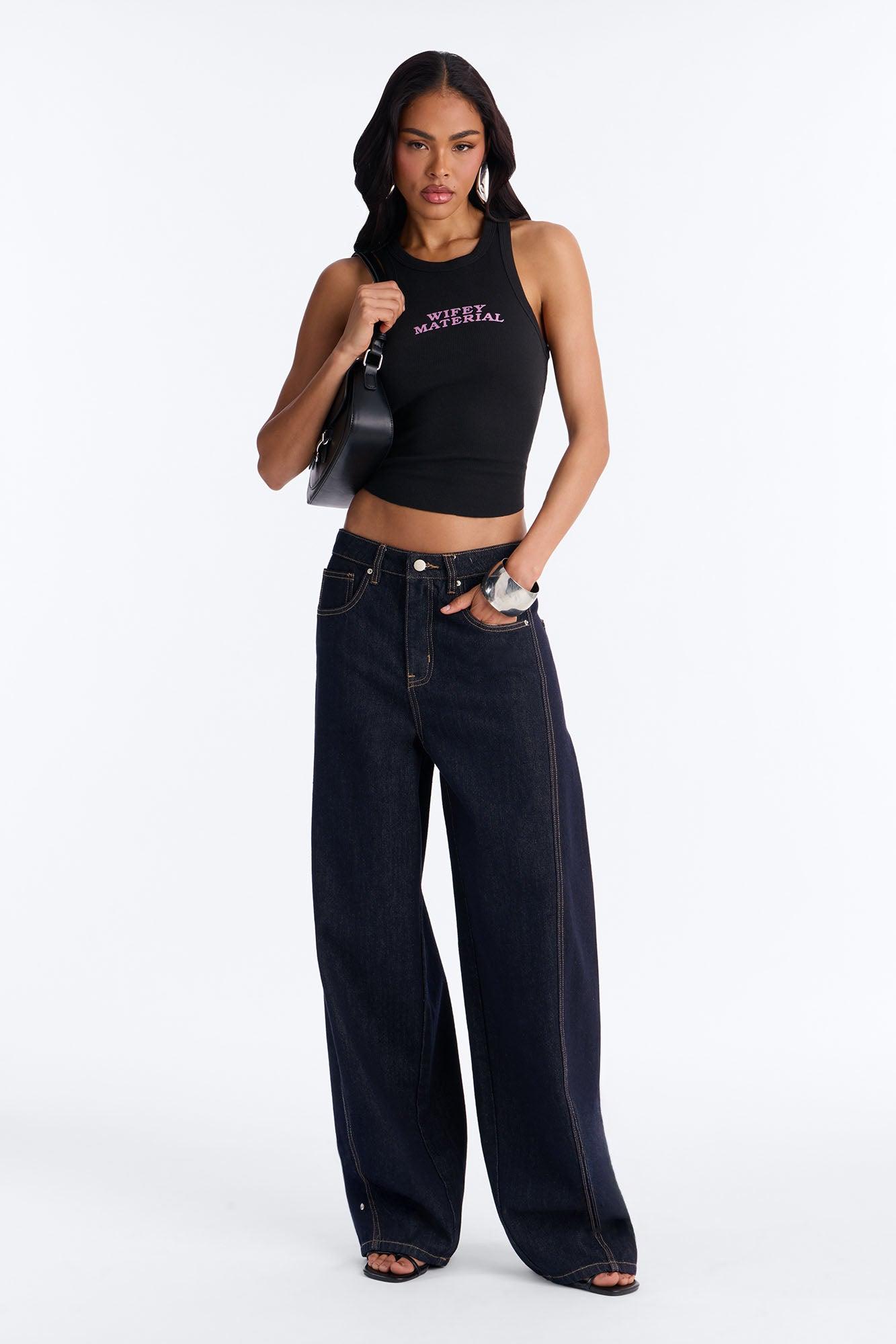 Wifey Material Tank Top - Black Female Product Image