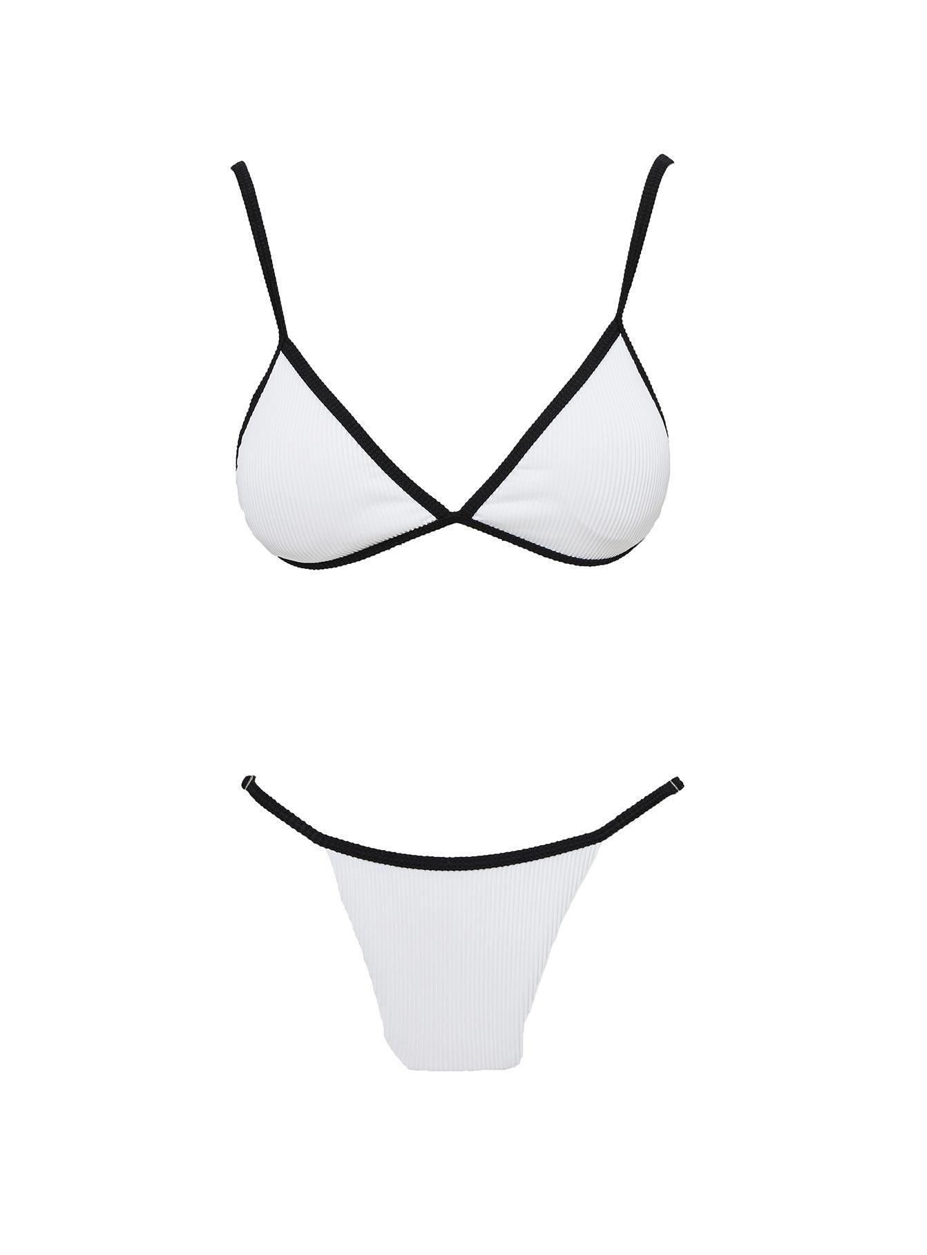 Olivia Adjustable Cheeky Bikini Bottom White / Black Product Image