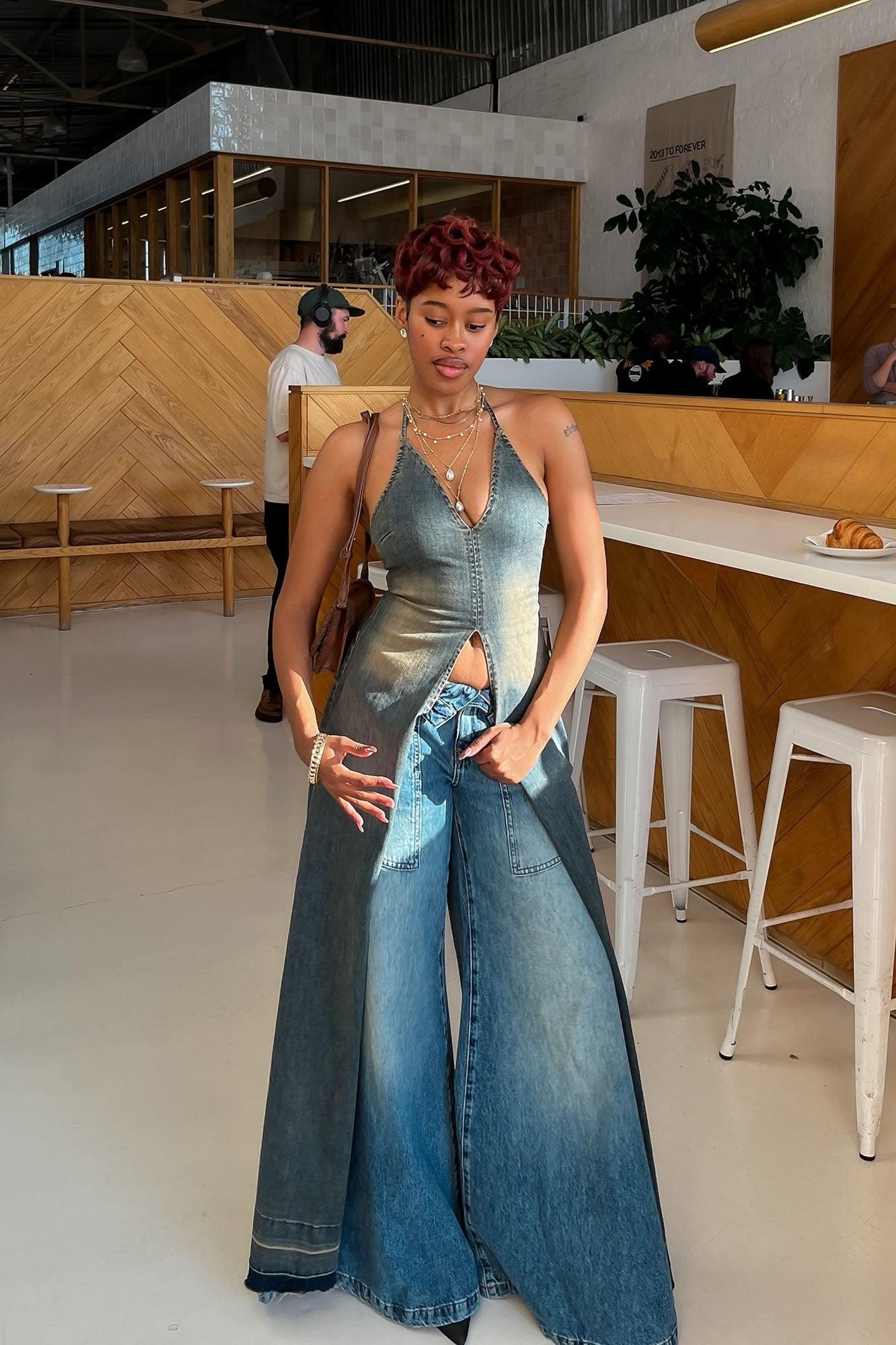 Now Playing Palazzo Jeans - Medium Wash Product Image