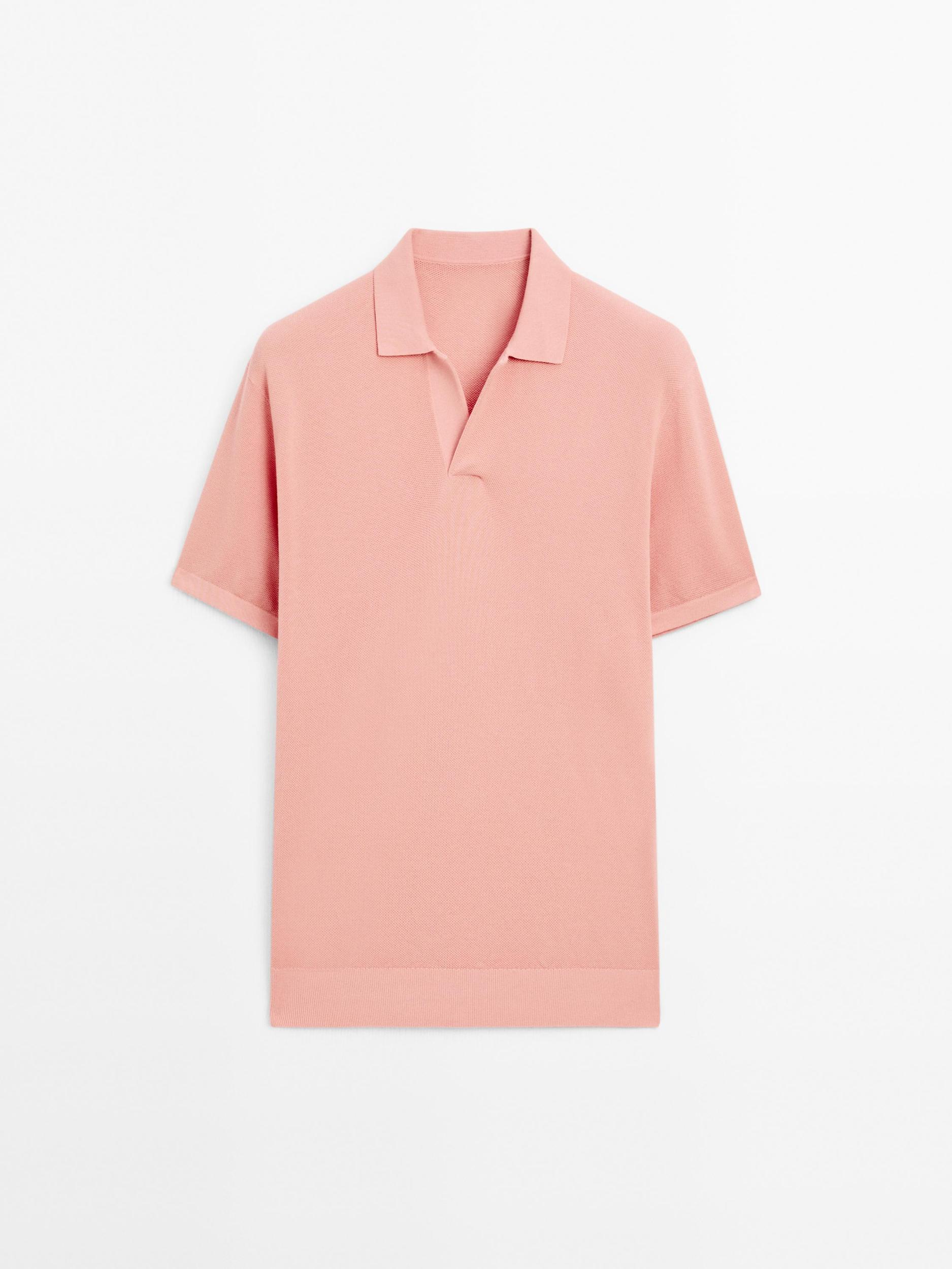 Knit V-neck polo shirt Product Image