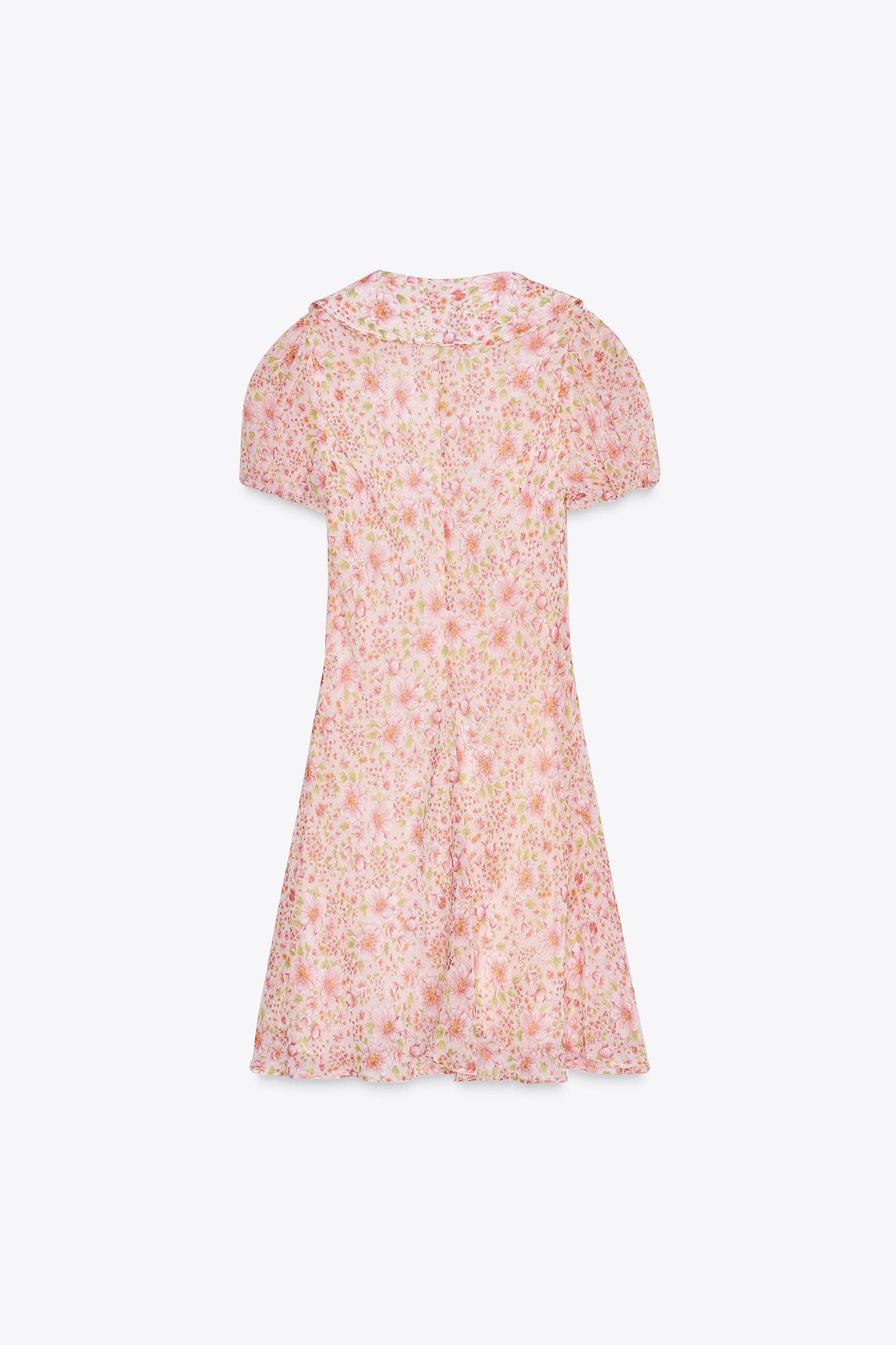 FLORAL PRINT SHORT DRESS WITH PETER PAN COLLAR Product Image