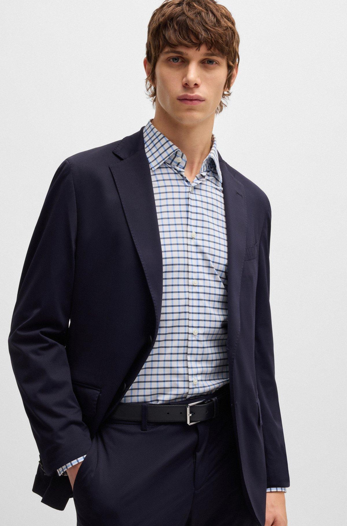 Slim-fit shirt in checked performance-stretch material Product Image