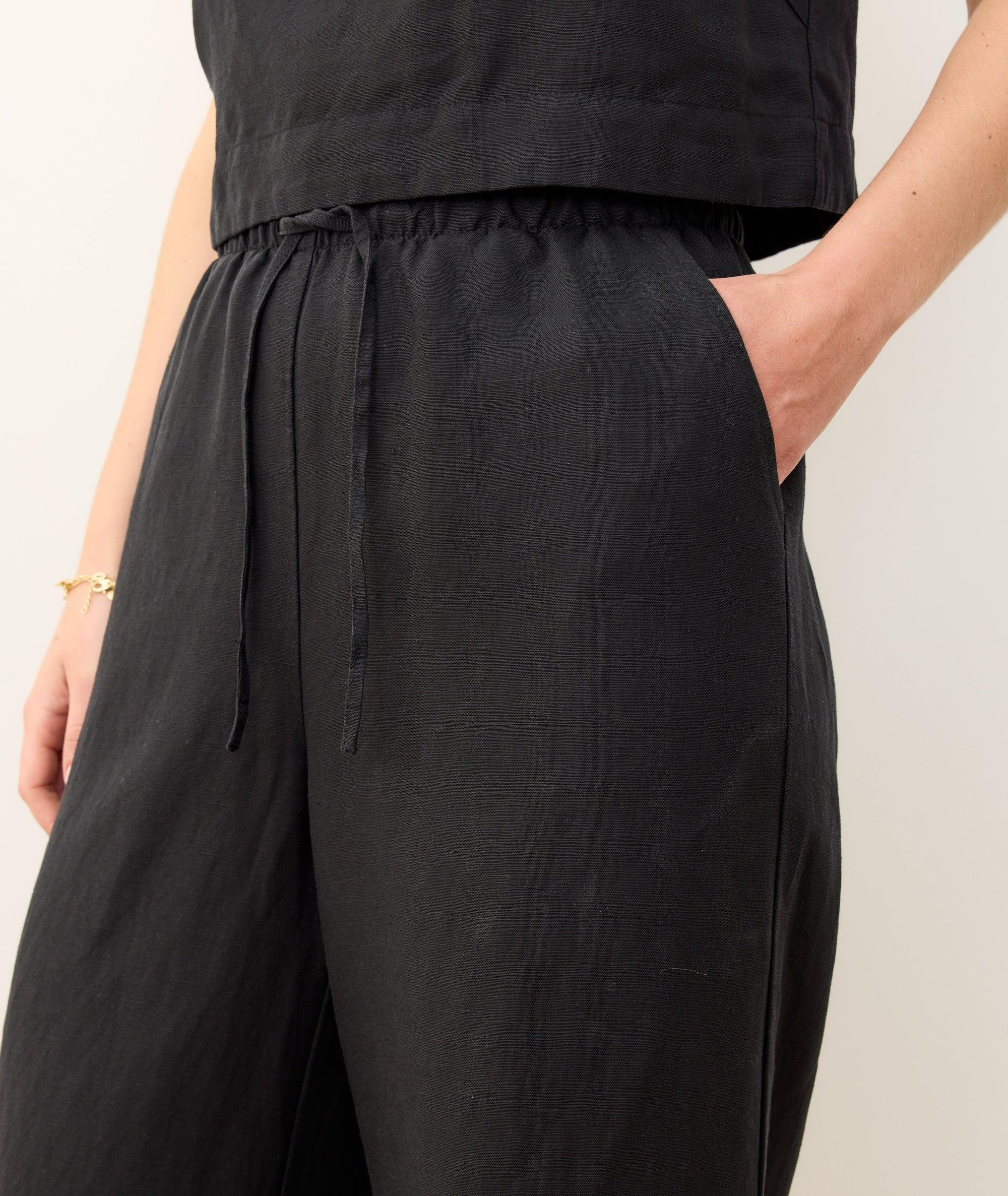 Linen Drawstring Wide Leg Pant Product Image