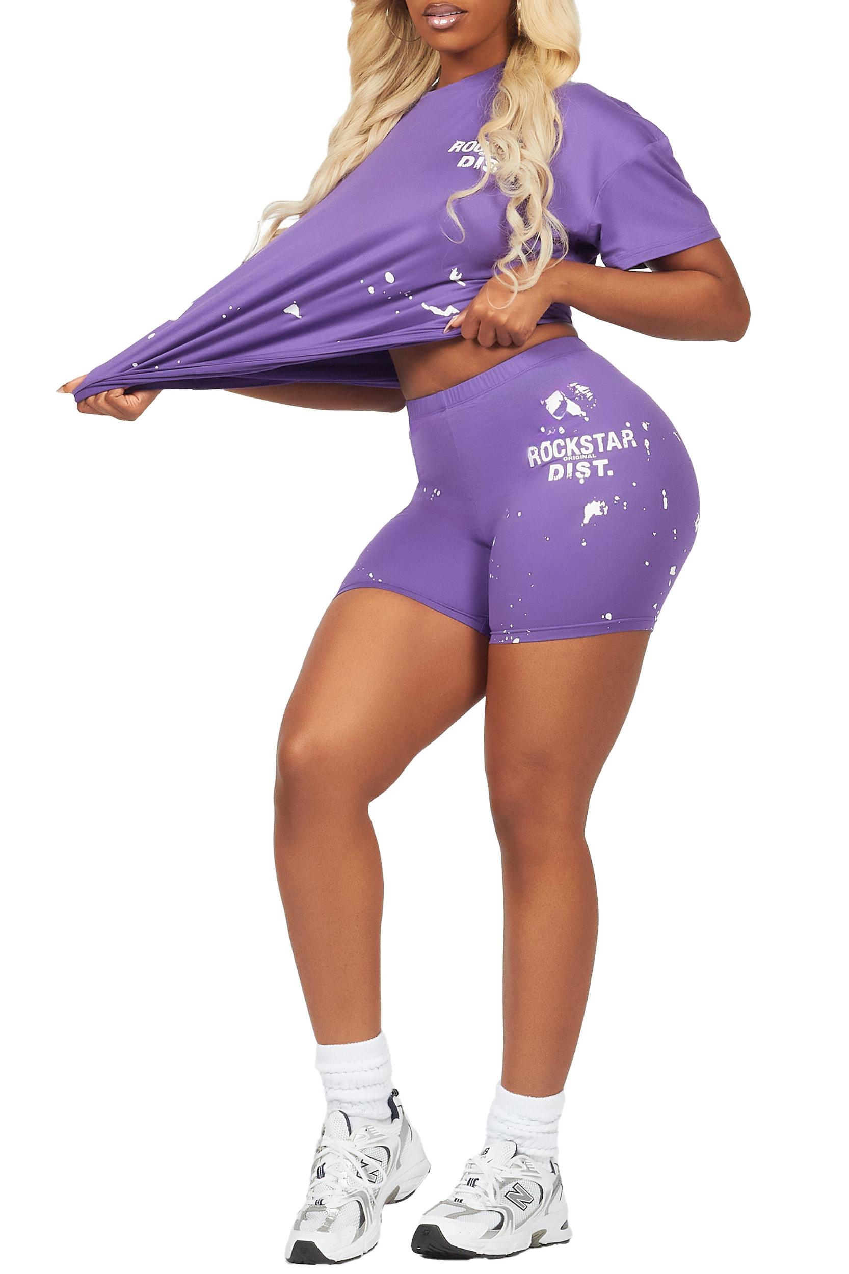 Living For It Purple Bike Short Set Female Product Image
