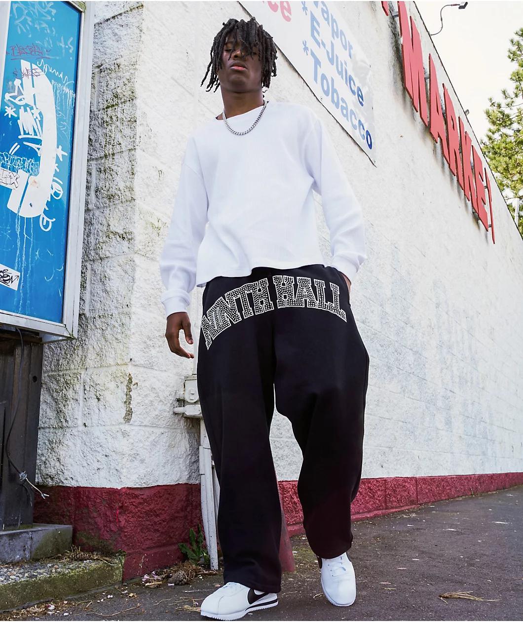 Ninth Hall Rhinestone Black Oversized Sweatpants Product Image