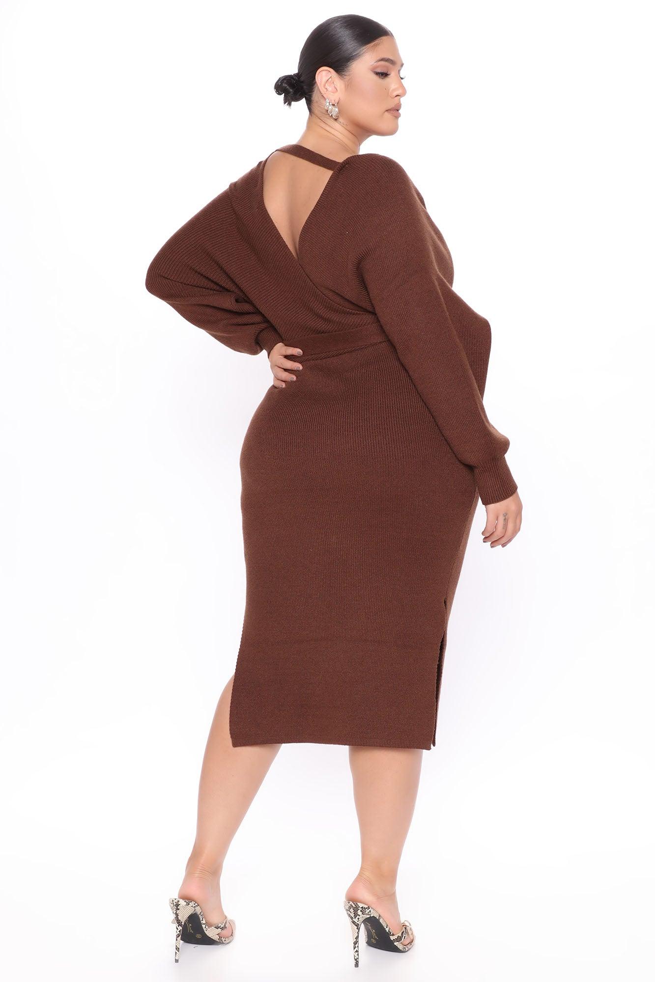 Mona Sweater Midi Dress - Chocolate Female Product Image