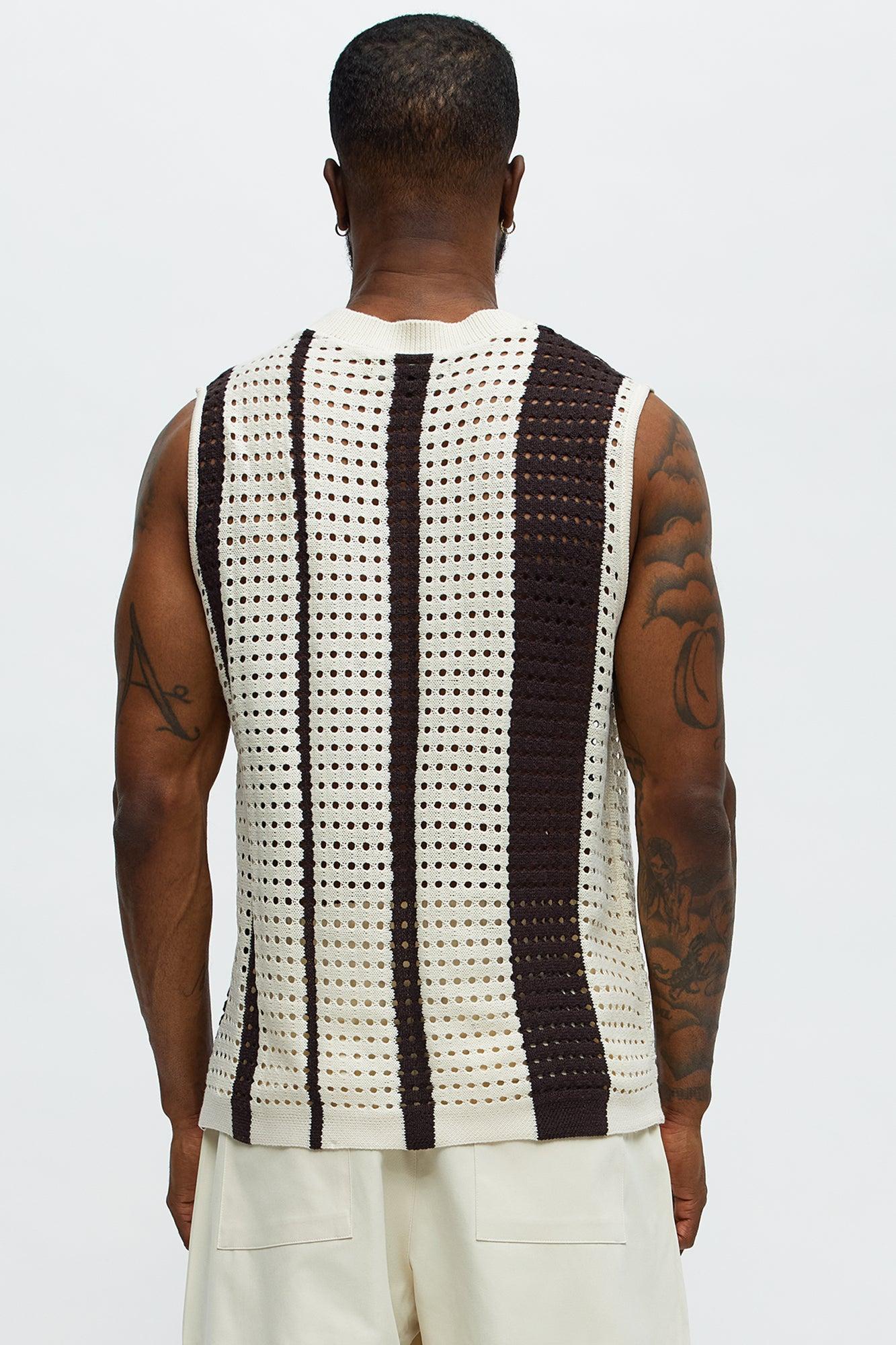 Multistriped Knit Muscle Tee - Cream/combo Product Image