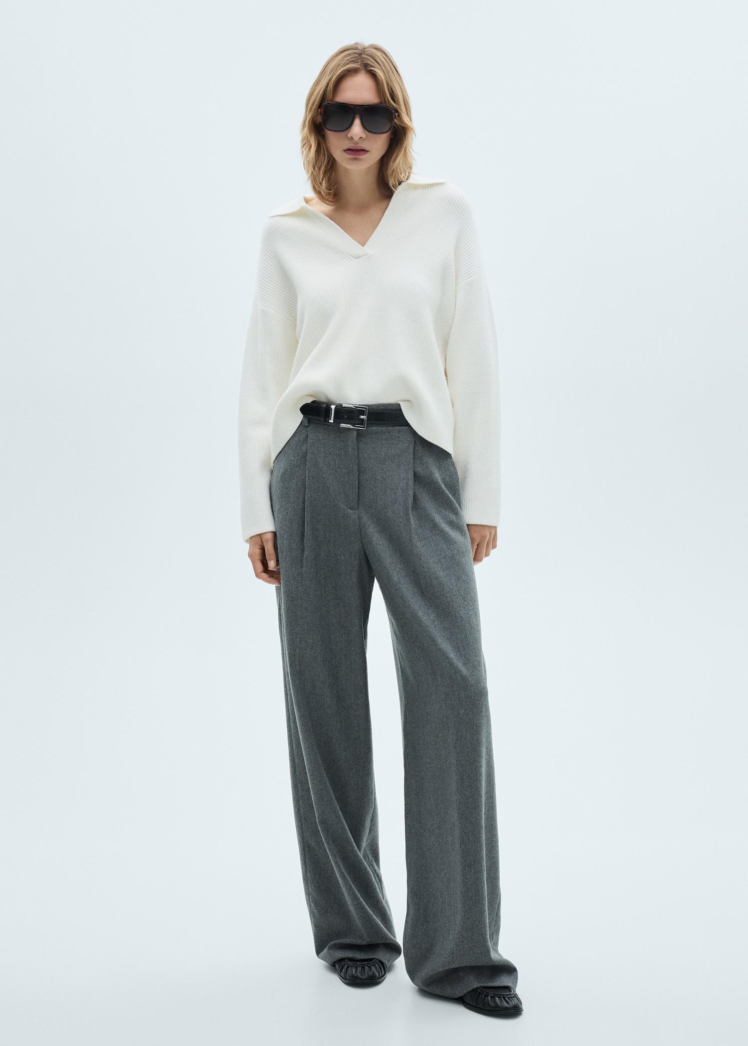 Knitted polo-neck sweater - Women | MANGO USA Product Image