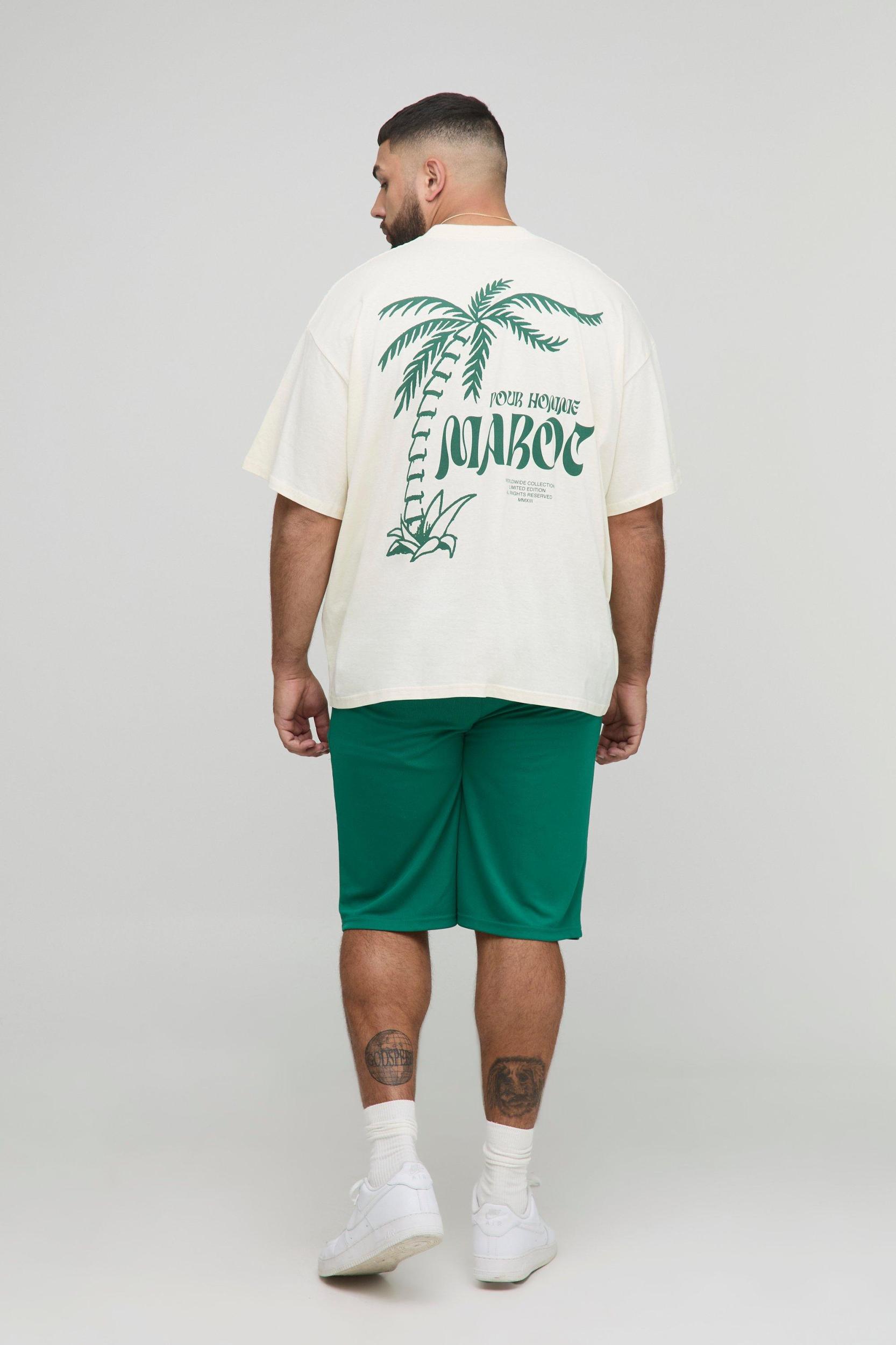 Plus Oversized Pour Homme Maroc Palm Printed T-Shirt | boohooMAN USA Product Image
