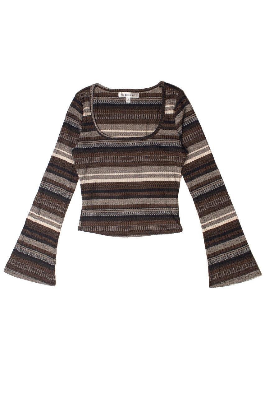 Striped Bell Long Sleeve Top Product Image