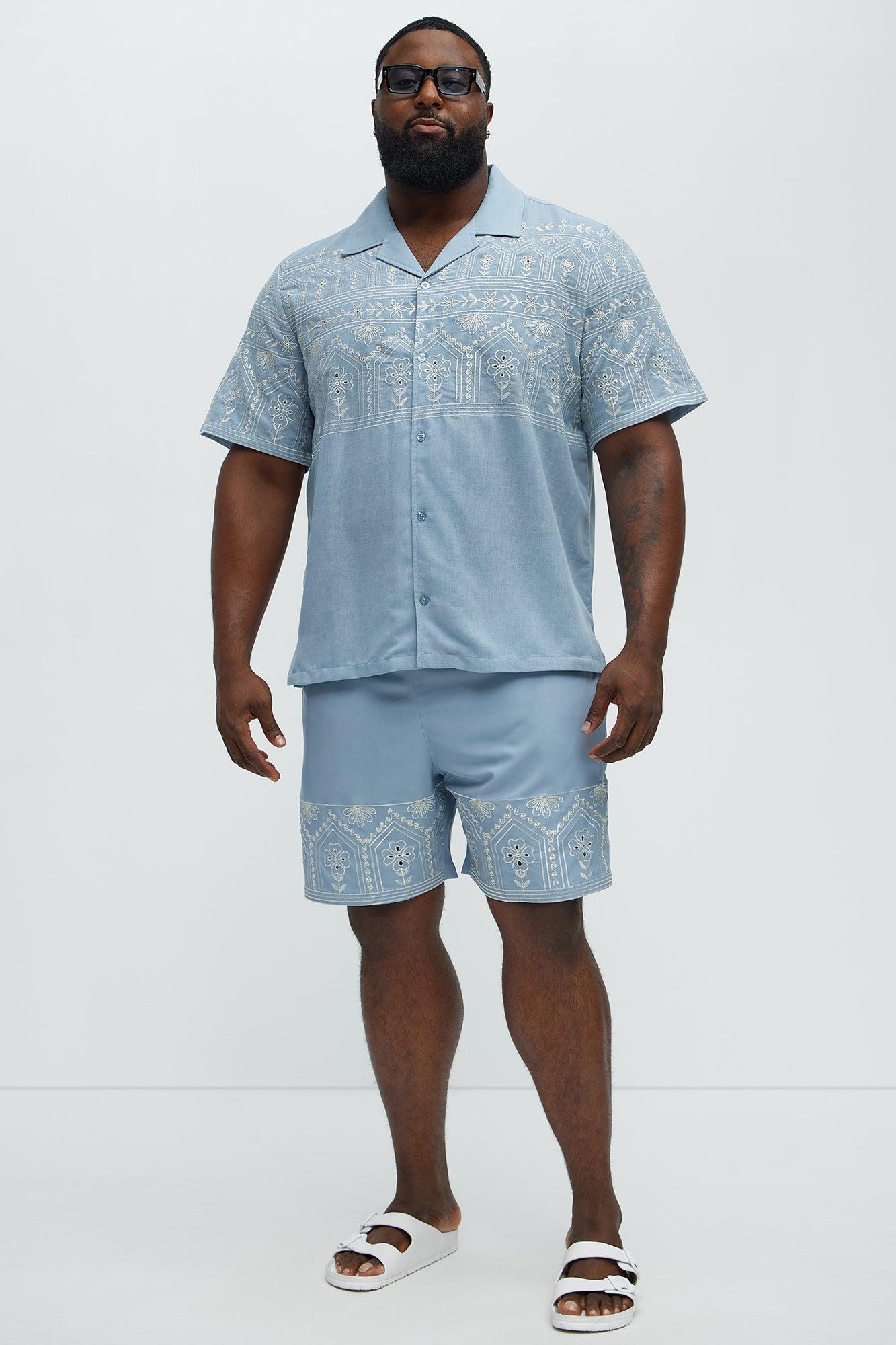 Embroidered Floral Swim Classic Trunk - Blue/combo Male Product Image