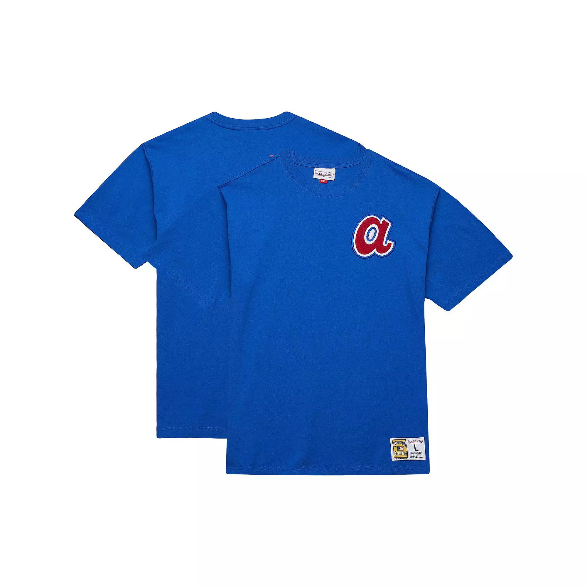 Men's Mitchell & Ness Hank Aaron Royal Atlanta Braves Legends Collection Vintage Logo T-Shirt, Size: 3XL, Blue Product Image