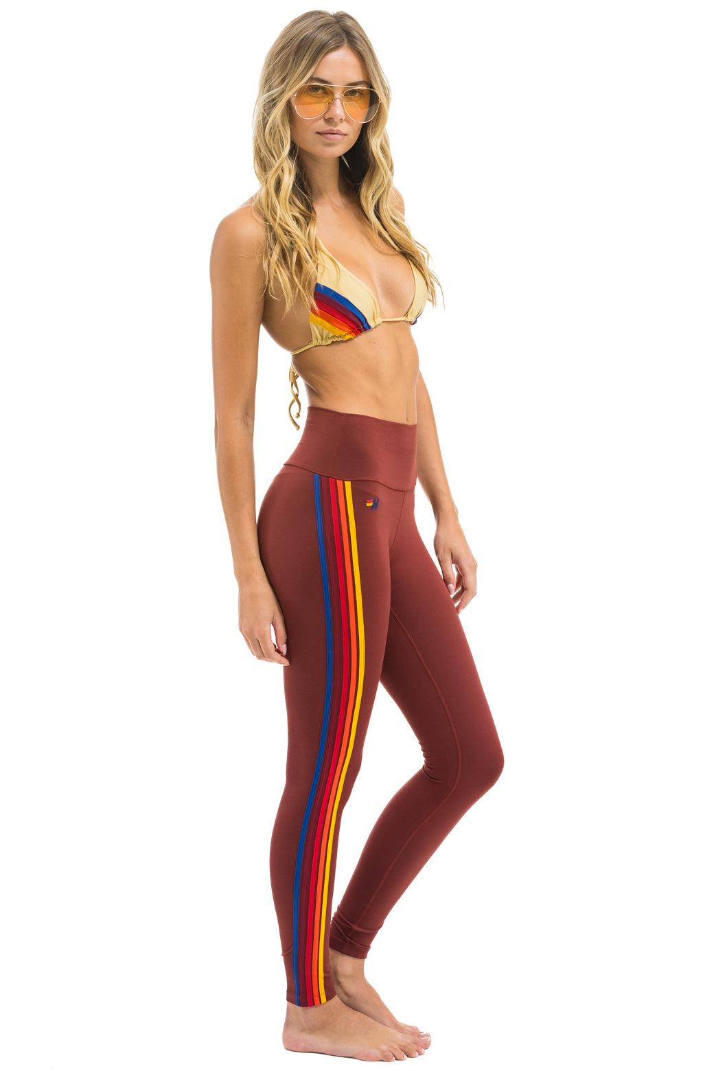 FULL LENGTH HI-RISE 5 STRIPE LEGGINGS - BRICK Female Product Image
