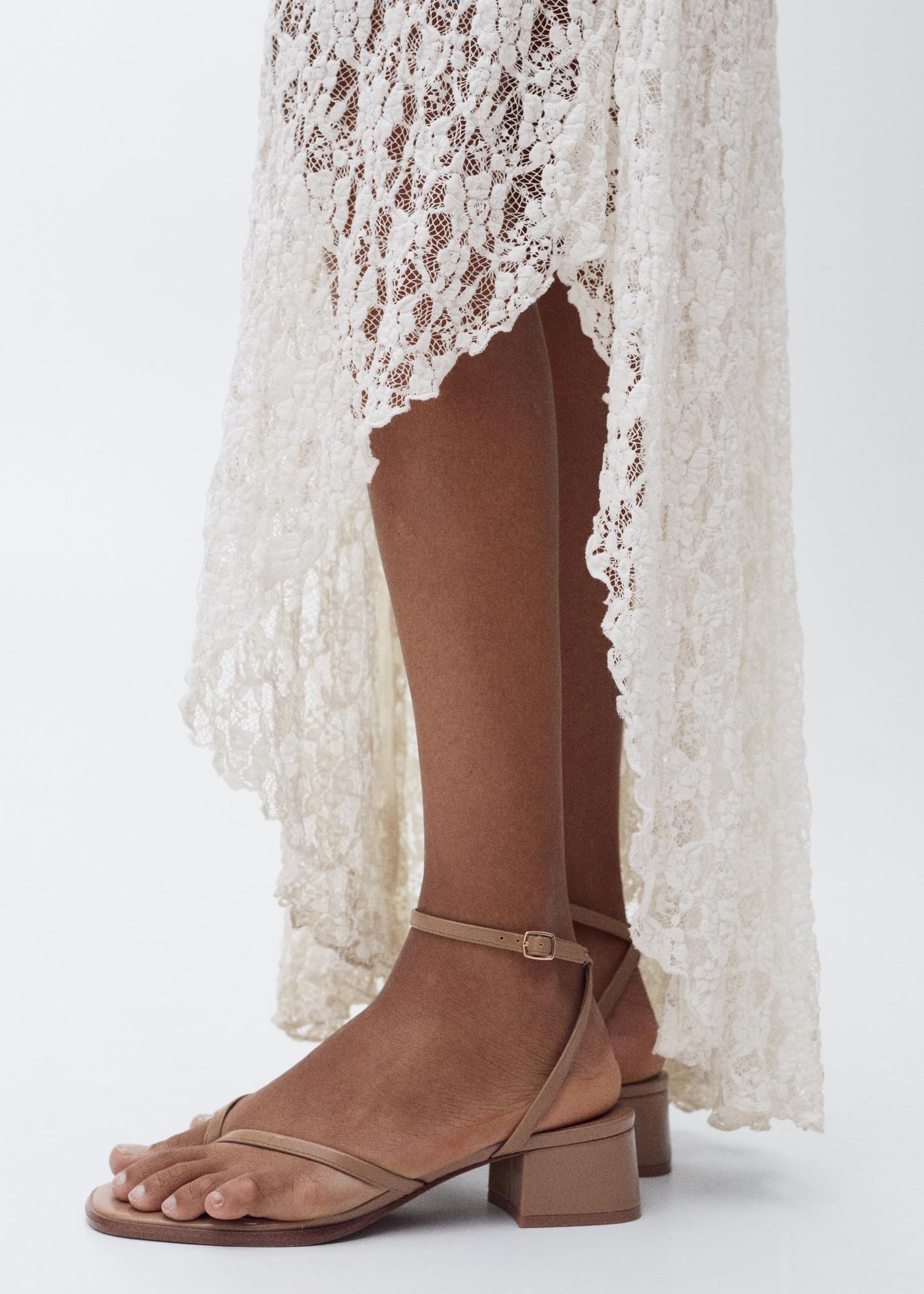 Lace dress with draped neck - Women | MANGO USA Product Image