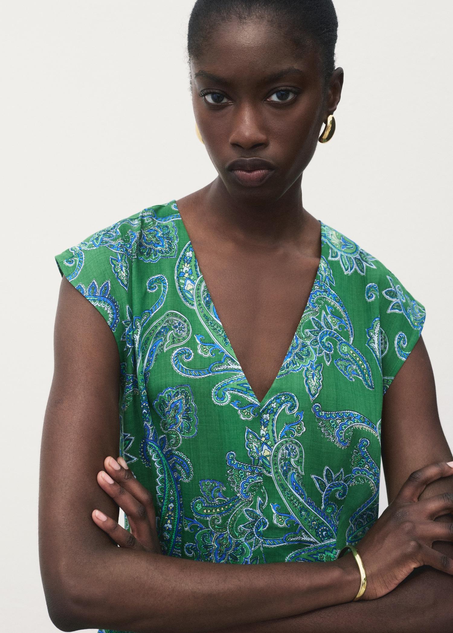 Ramie paisley dress - Women | MANGO USA Product Image