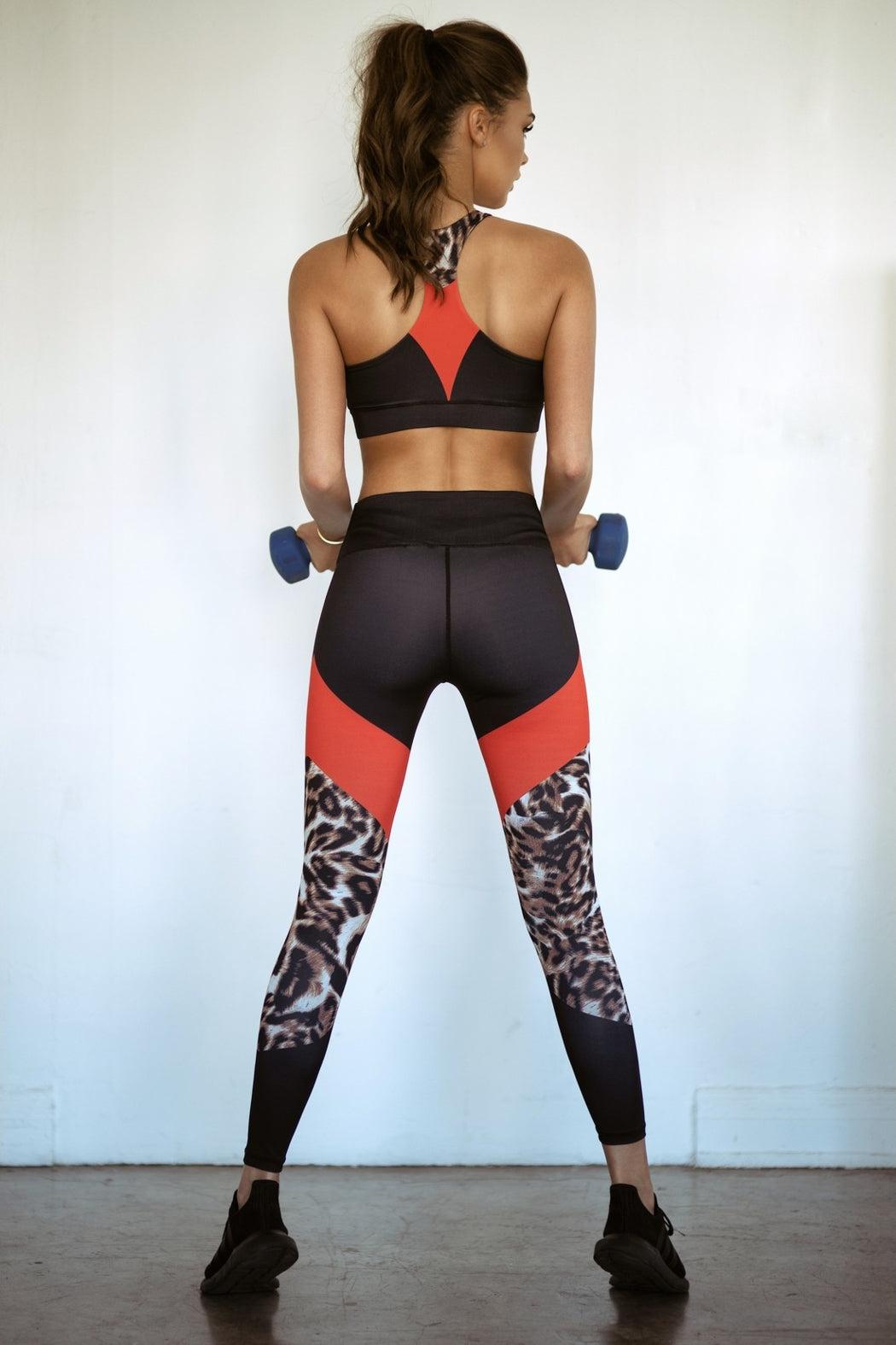 Women's Leopard Colorblock Activewear Set Product Image