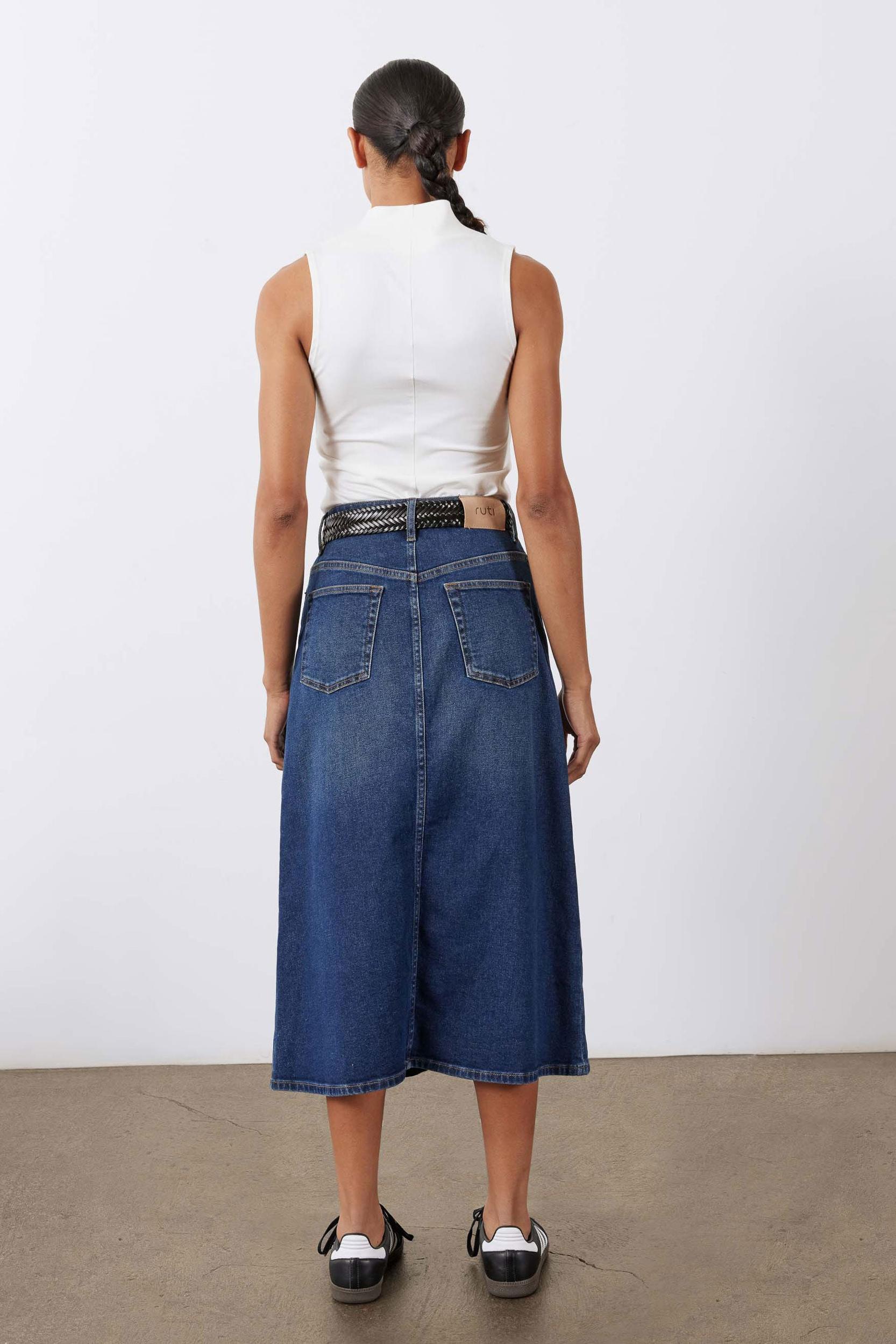 The Iconic Denim Midi Skirt Product Image