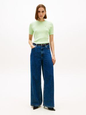 Short-Sleeve Cable Knit Sweater Product Image