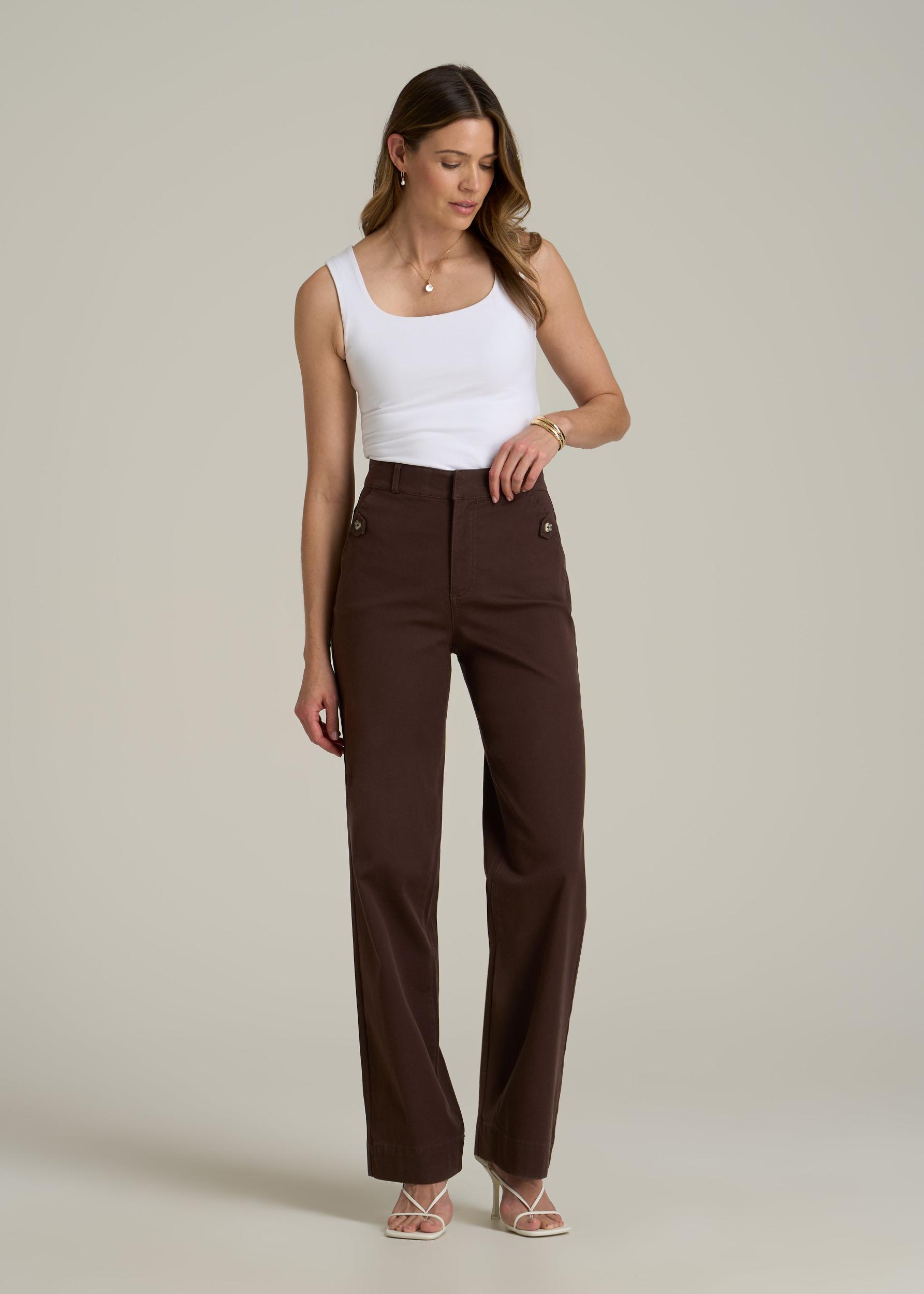 Stretch Twill Wide Leg Pant for Tall Women in Espresso Female Product Image