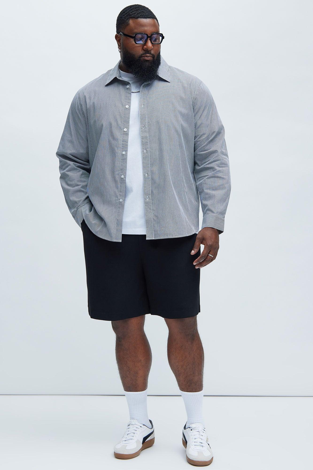 Long Sleeve Striped Shirt - Black Product Image