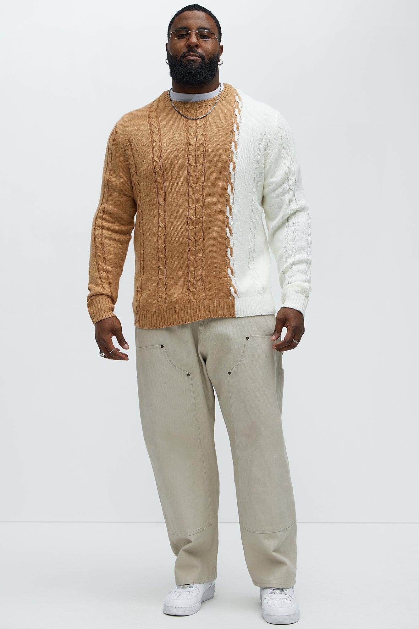 Cody Cable Knit Sweater - Camel/combo Male Product Image