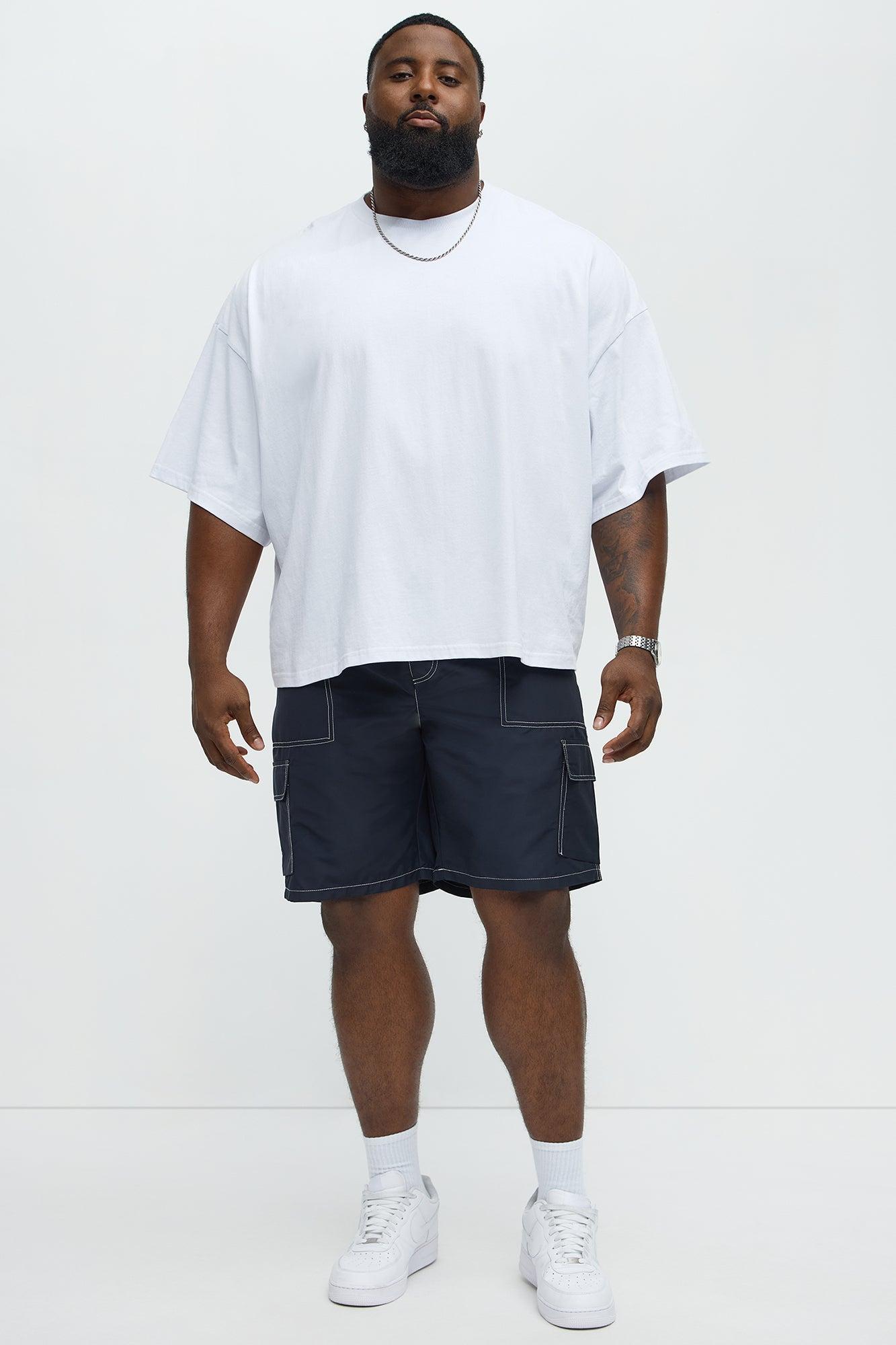 Contrast Stitch Nylon Cargo Short - Blue Male Product Image