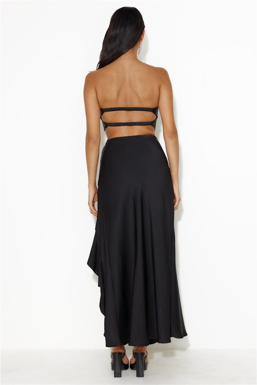 Diary Of Secrets Satin Maxi Skirt Black Product Image