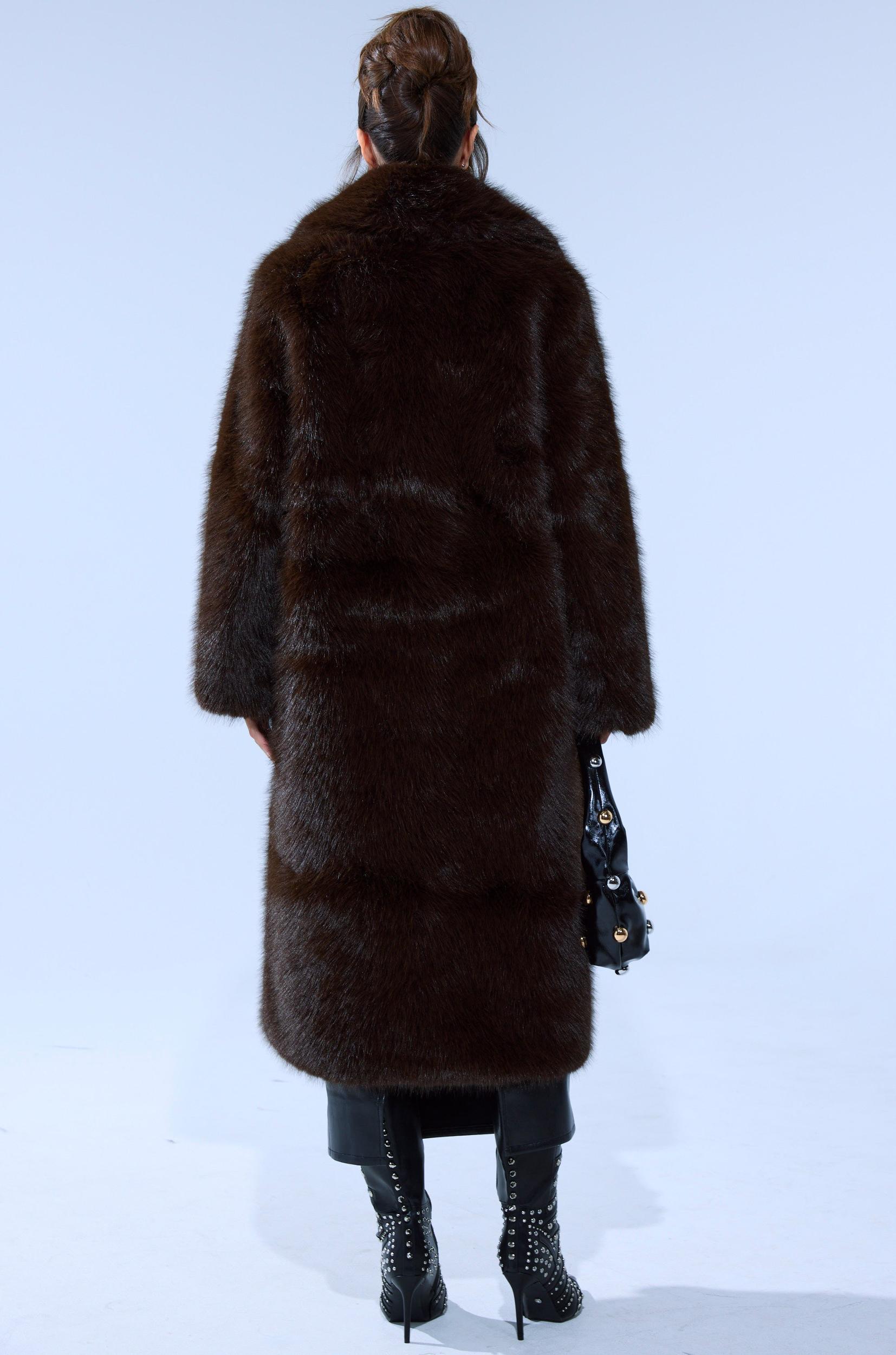 OSLO FAUX FUR COAT IN CHOCOLATE Product Image