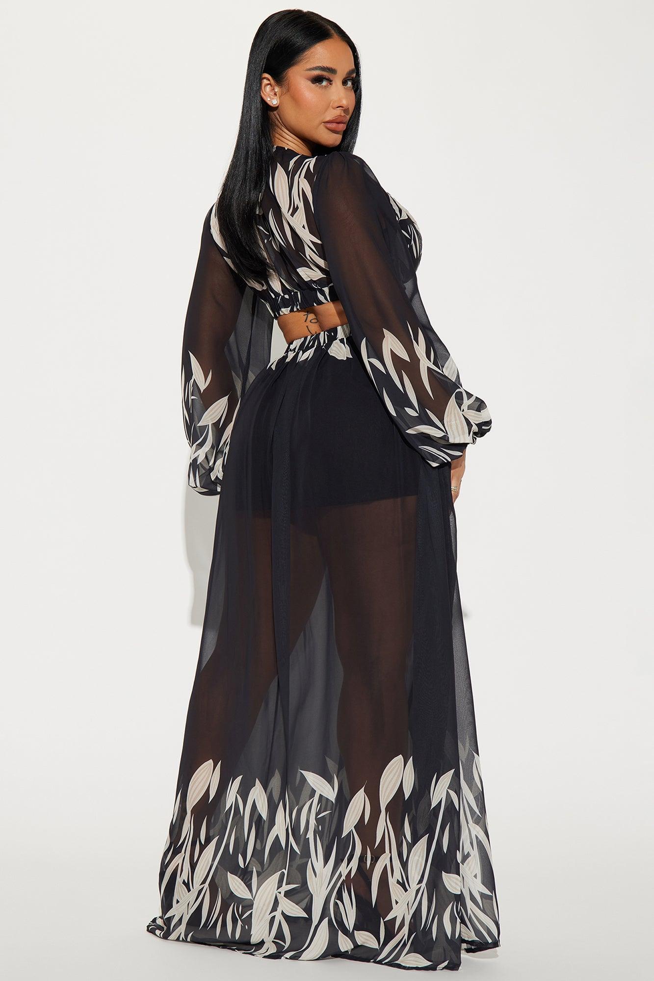 Villa Vacation Chiffon Maxi Dress - Black/combo Product Image