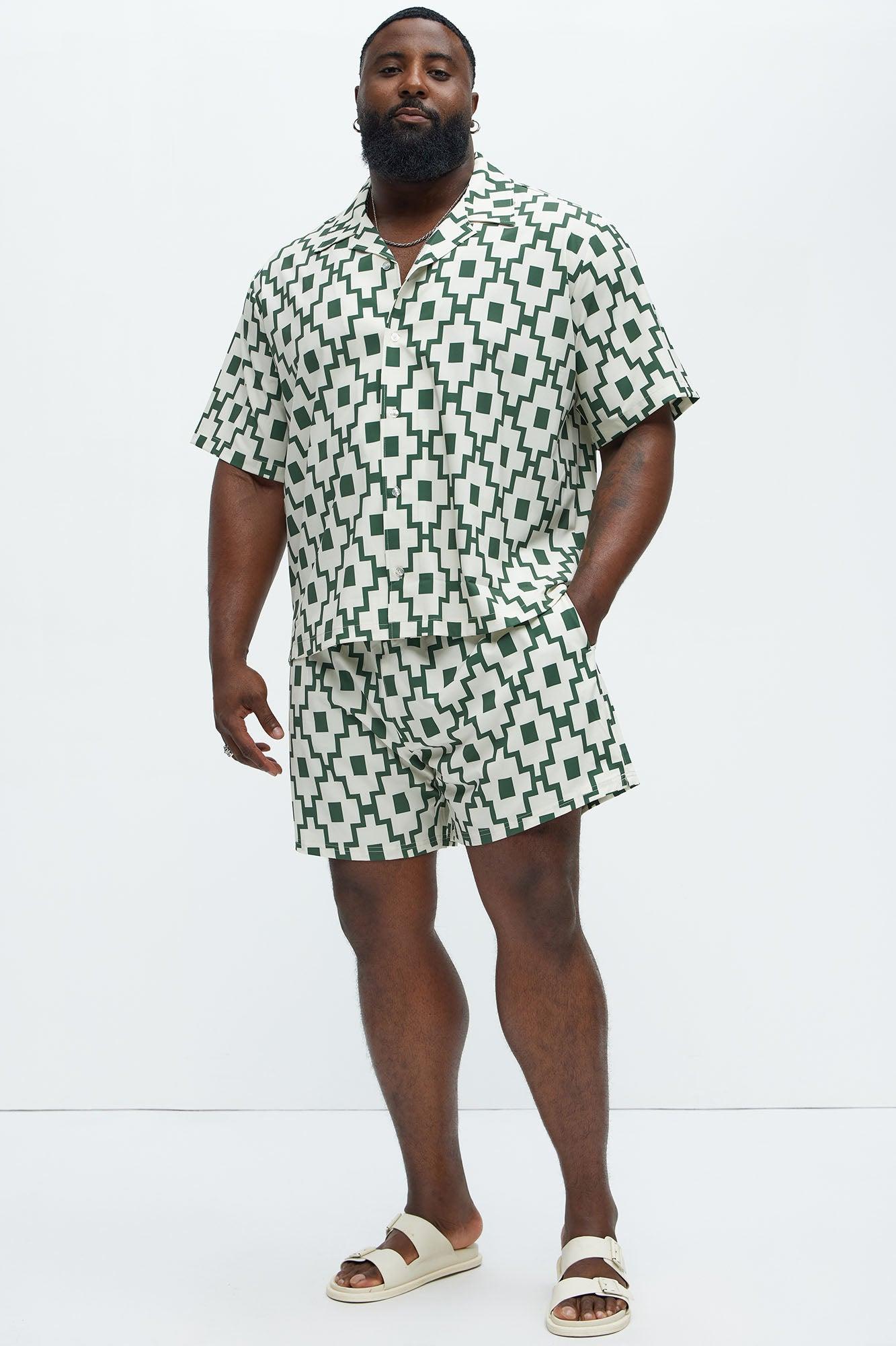 Mosaic Printed Cuban Shirt - Cream/combo Product Image