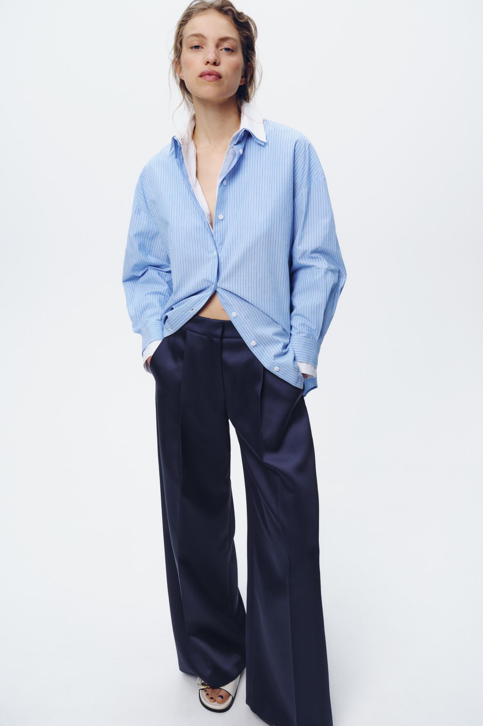 SATIN EFFECT WIDE LEG PANTS Product Image