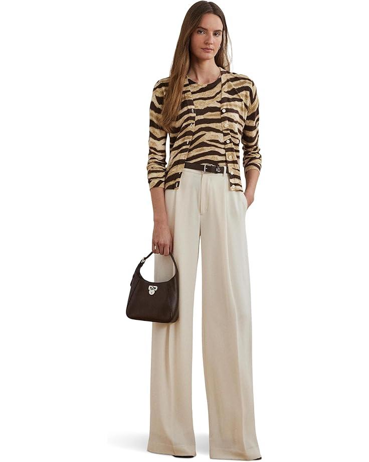 Zebra-print Linen Wide-leg Pants Product Image
