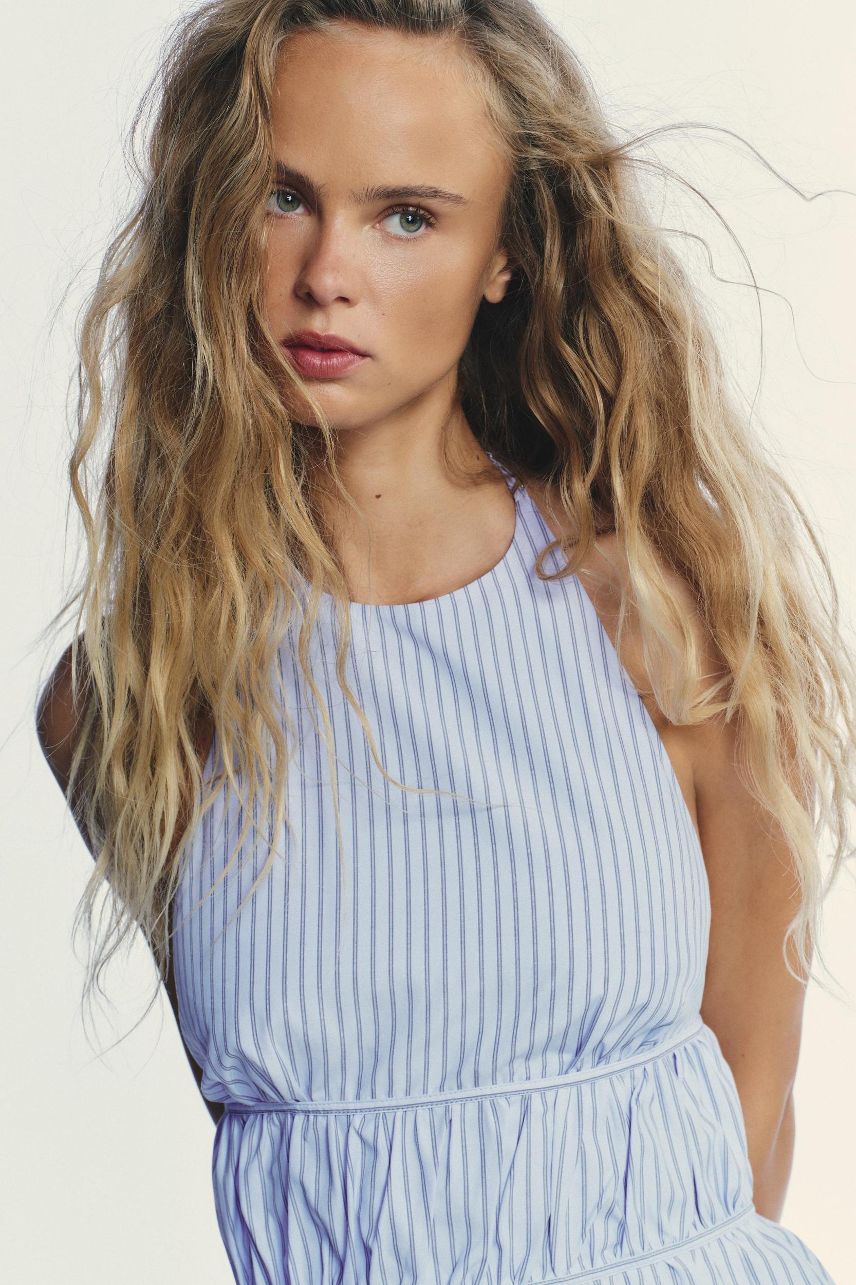 STRIPED POPLIN HALTER TOP Product Image