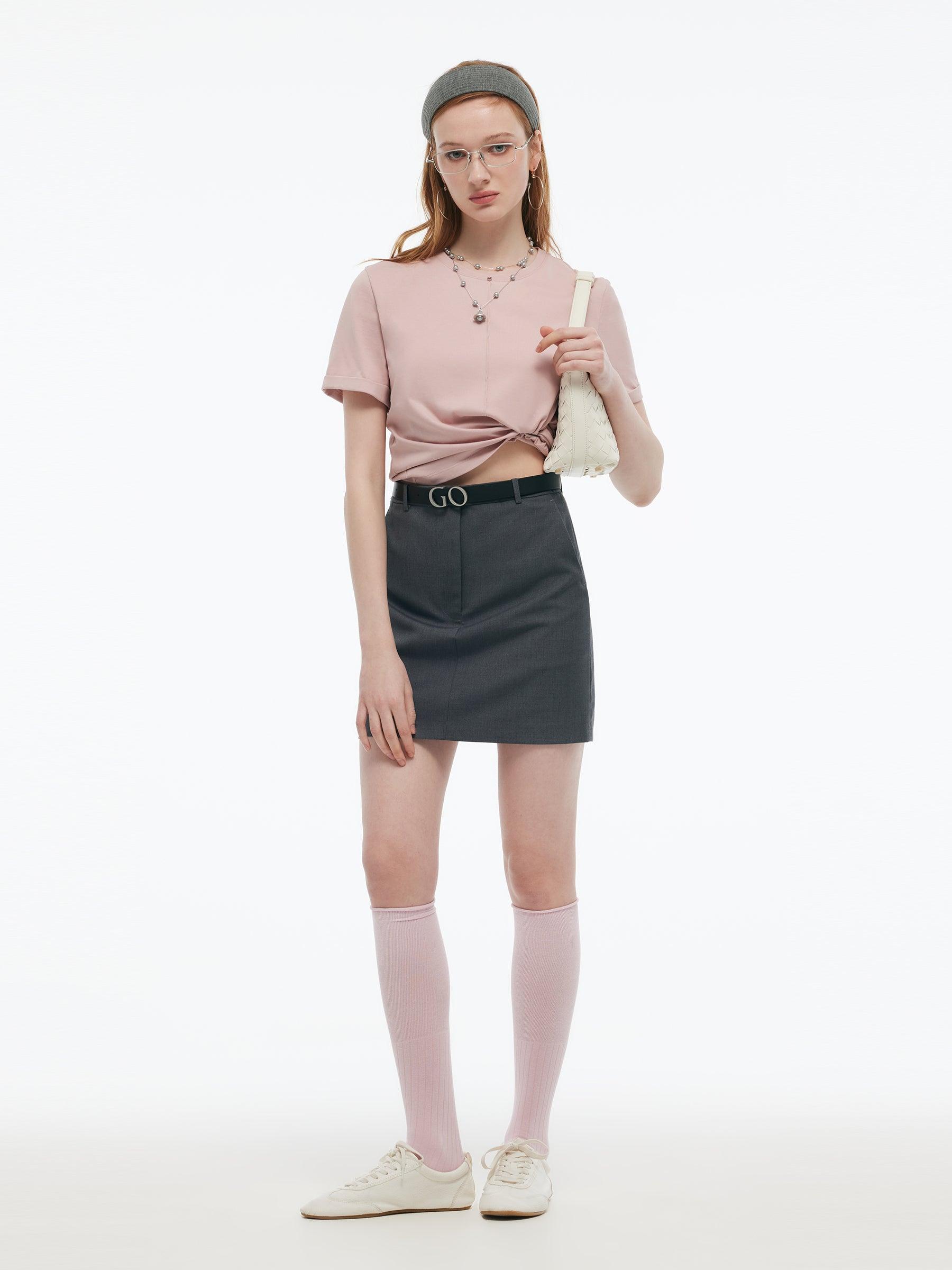 Smoke Grey Women Column Mini Skirt Product Image
