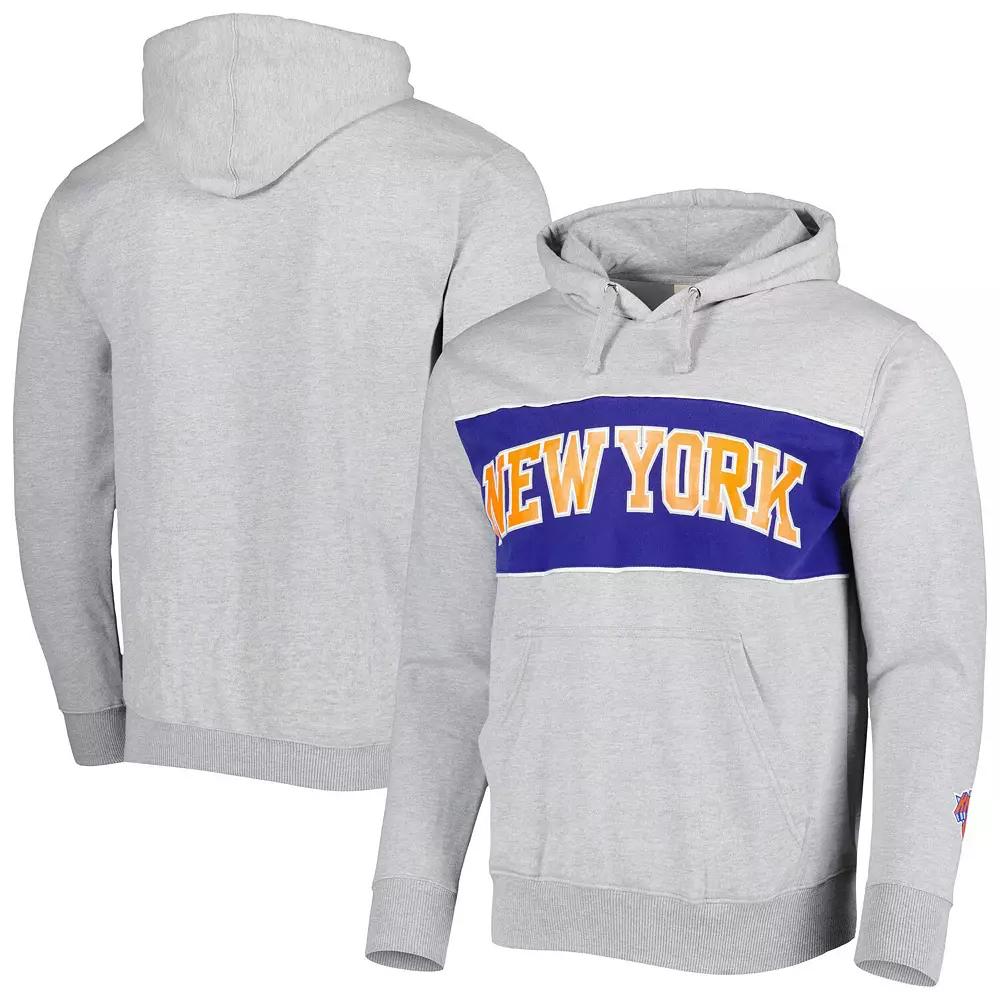Men's Fanatics Branded Heather Gray New York Knicks Wordmark French Terry Pullover Hoodie,  Product Image