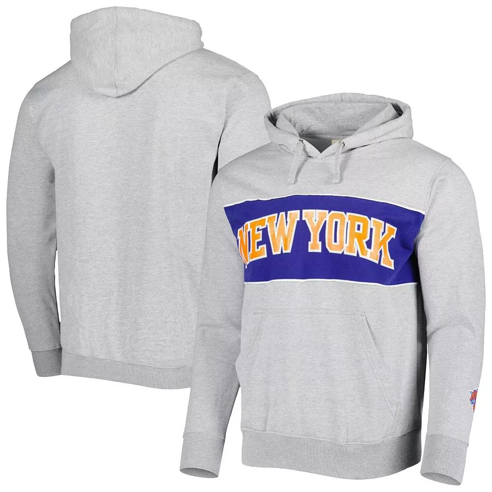 Men's Fanatics Branded Heather Gray New York Knicks Wordmark French Terry Pullover Hoodie,  Product Image