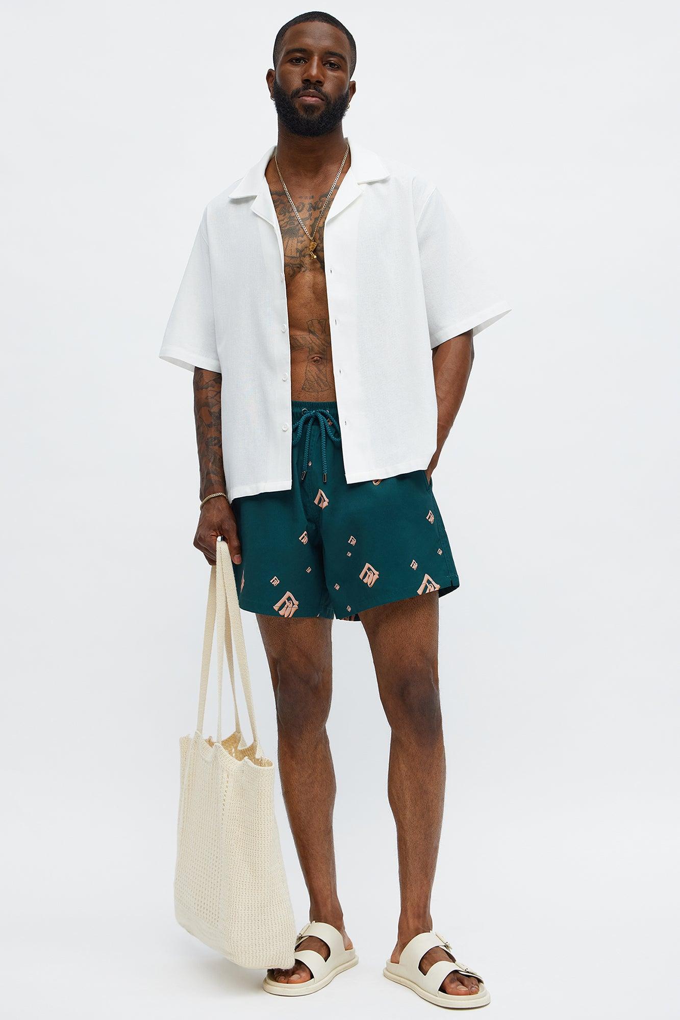 Chateau Luxe Printed Swim Mid Trunk - Teal/combo Male Product Image