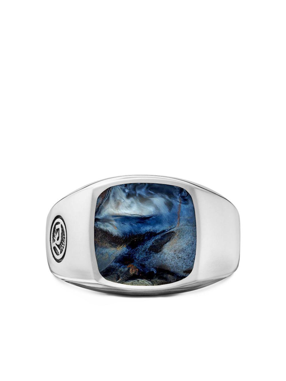 sterling silver Exotic Stone pietersite signet ring (14mm) Product Image