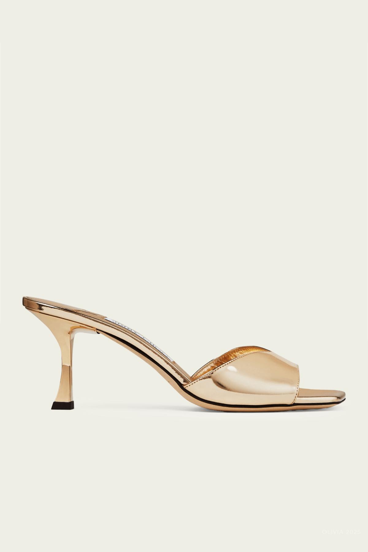 JIMMY CHOO Skye 70 Metallic Leather Sandals In Gold Product Image