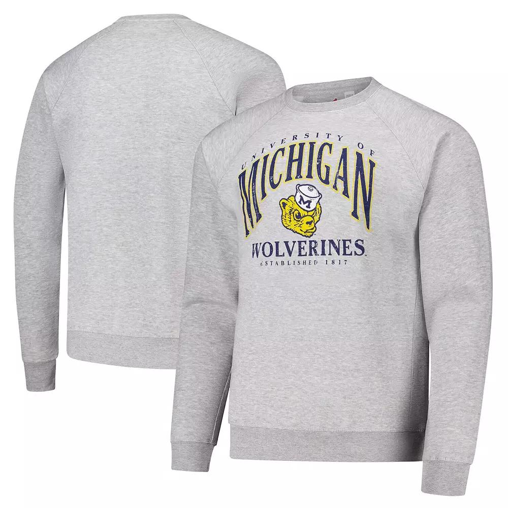 Men's League Collegiate Wear Heather Gray Michigan Wolverines Tall Arch Essential 2.0 Pullover Sweatshirt, Size: Medium, Grey Product Image