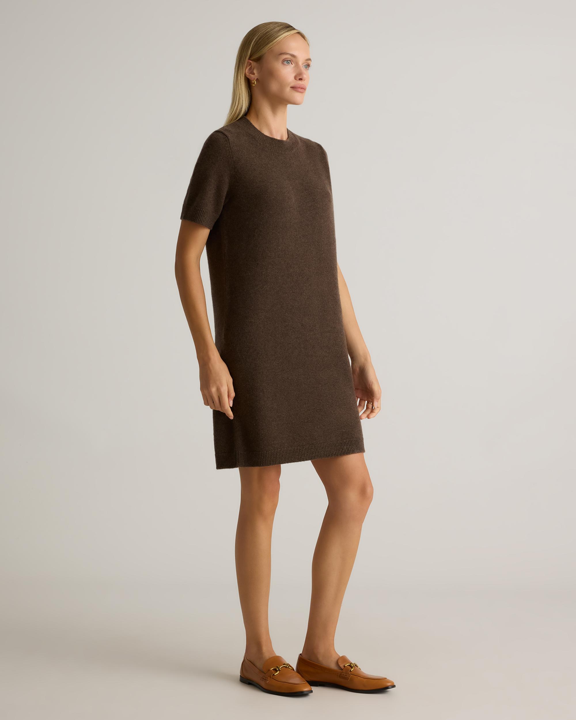 Quince | Women's Mongolian Cashmere Short Sleeve Mini Dress Size XS Product Image