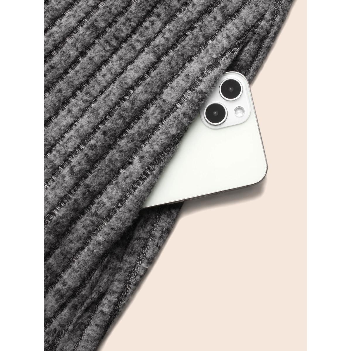 Plus Size Crew Neck Button Detail Slim Fit Dress DimGray Women Casual Texture Round Neck Long Sleeve Curvy BloomChic 30/6X Product Image