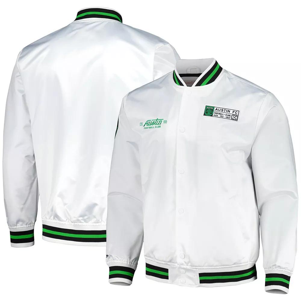 Men's Mitchell & Ness White Austin FC City Full-Snap Satin Jacket,  Product Image