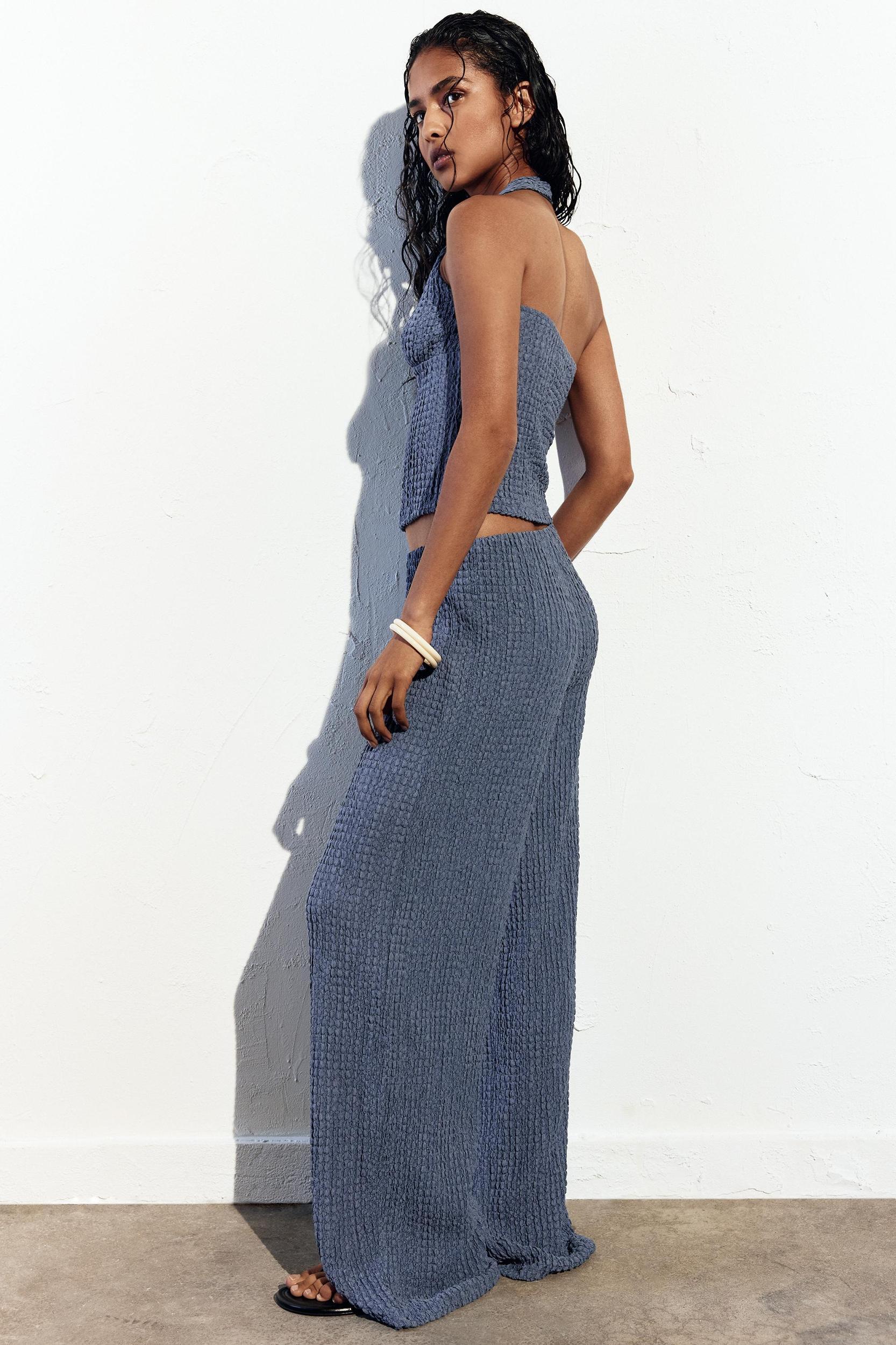 Creased-effect halter top Product Image