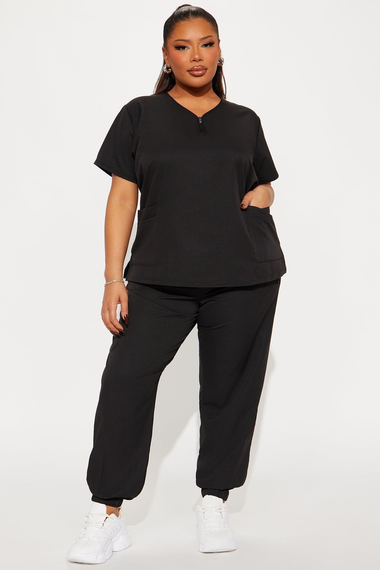 On The Daily 4 Way Stretch Scrub Uniform Jogger Set - Black Product Image