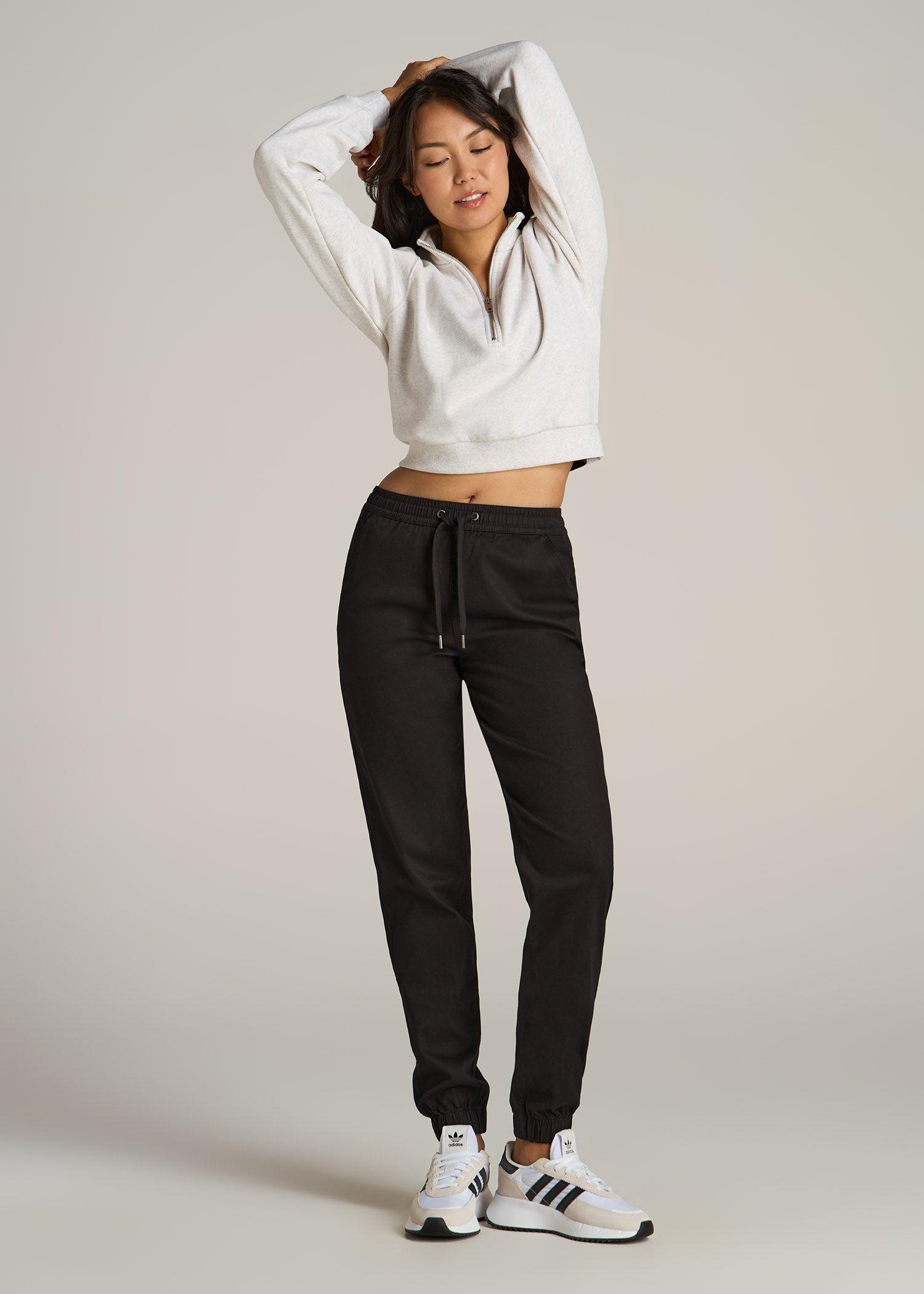 Twill Jogger Pants for Tall Women in Black Female Product Image