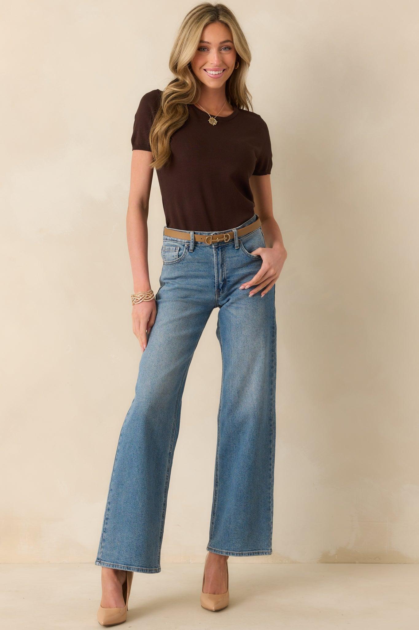Day Dreaming Medium Wash Wide Leg Jeans Product Image