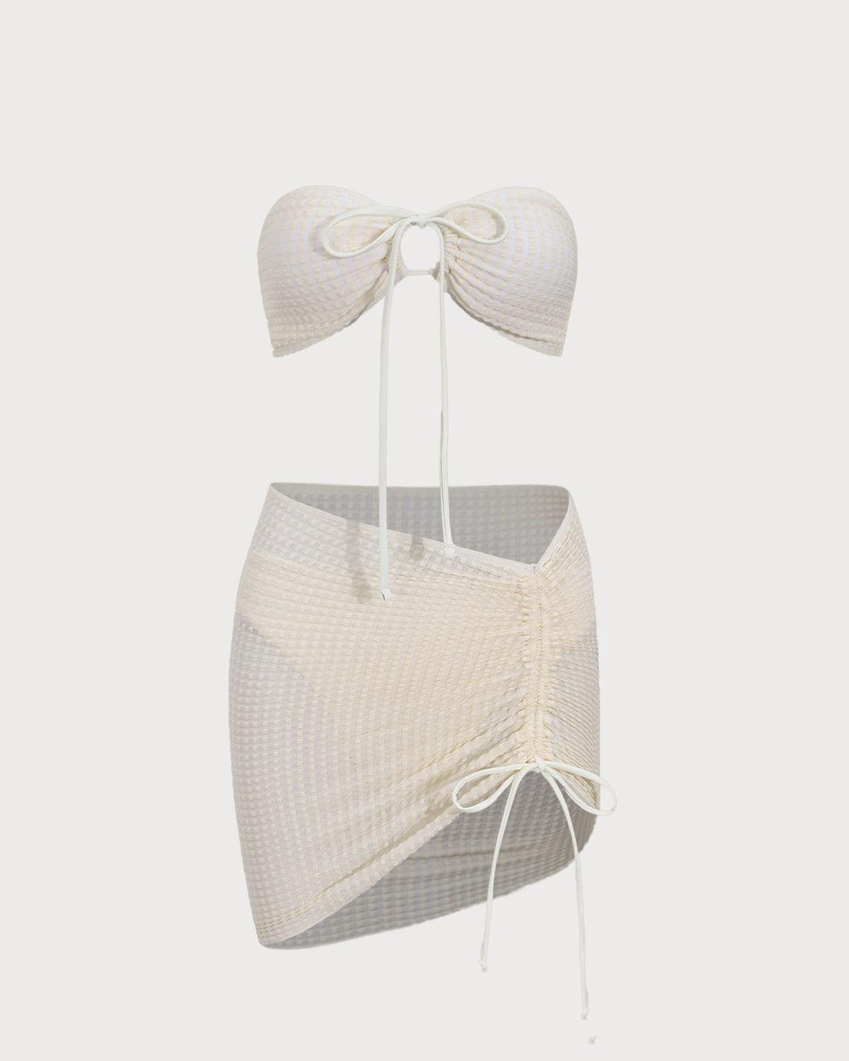 Beige Strapless Bikini Set Product Image