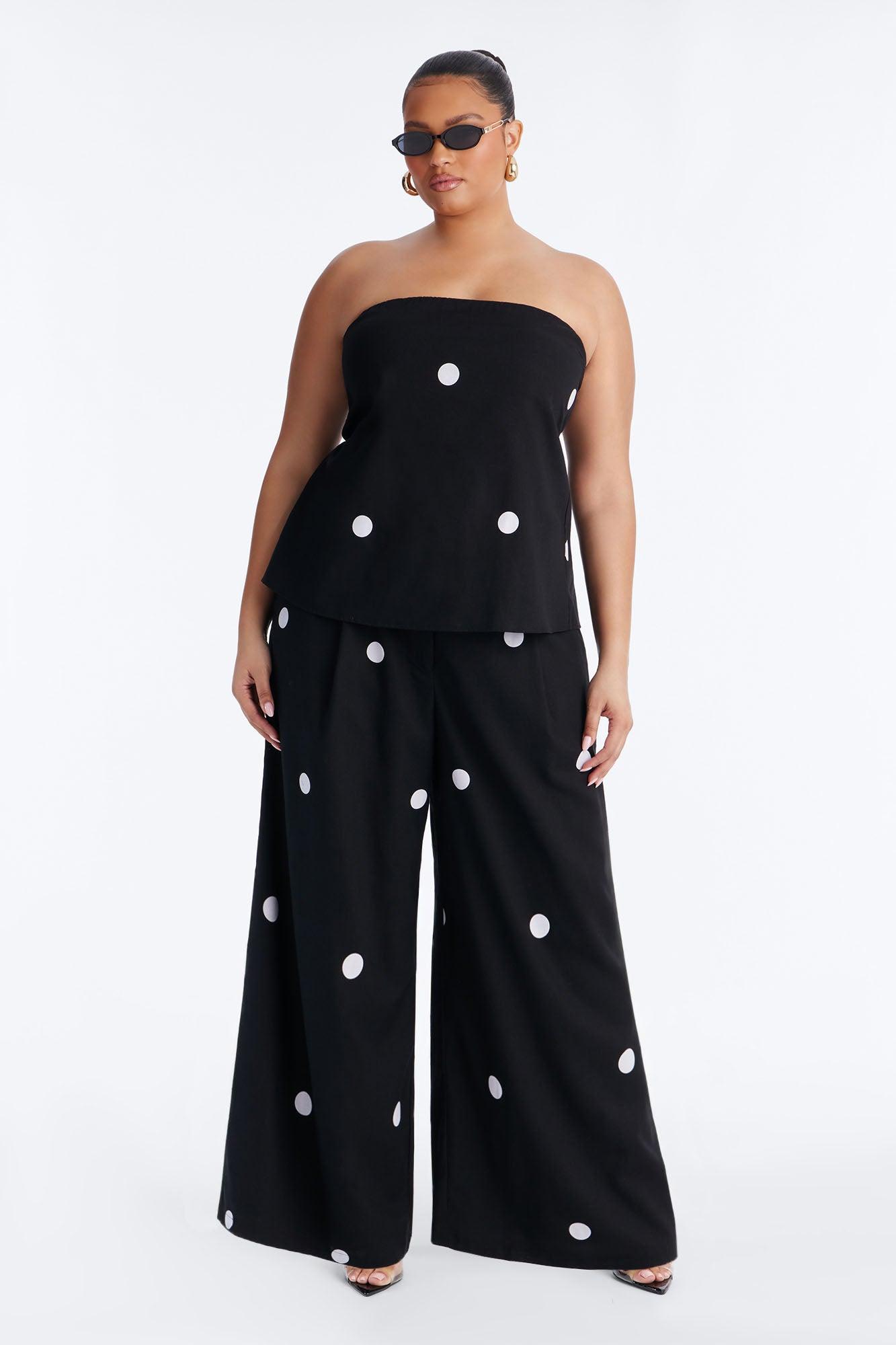Masie Strapless Polka Dot Pant Set - Black Female Product Image